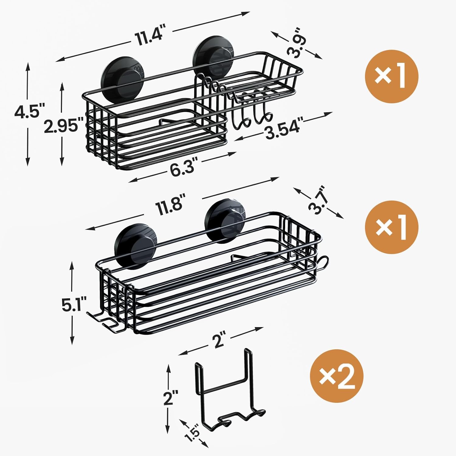 LEVERLOC Shower Caddy Suction Cup 2 Pack