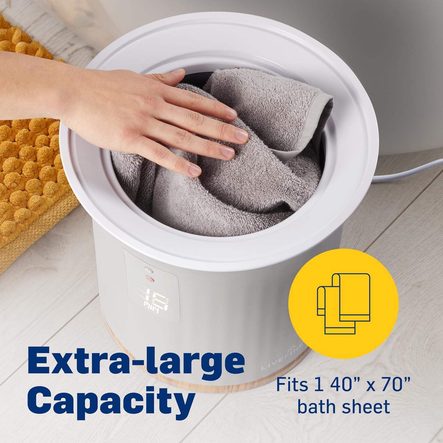 Live Fine Towel Warmer with LED Timer and Auto Shut-Off