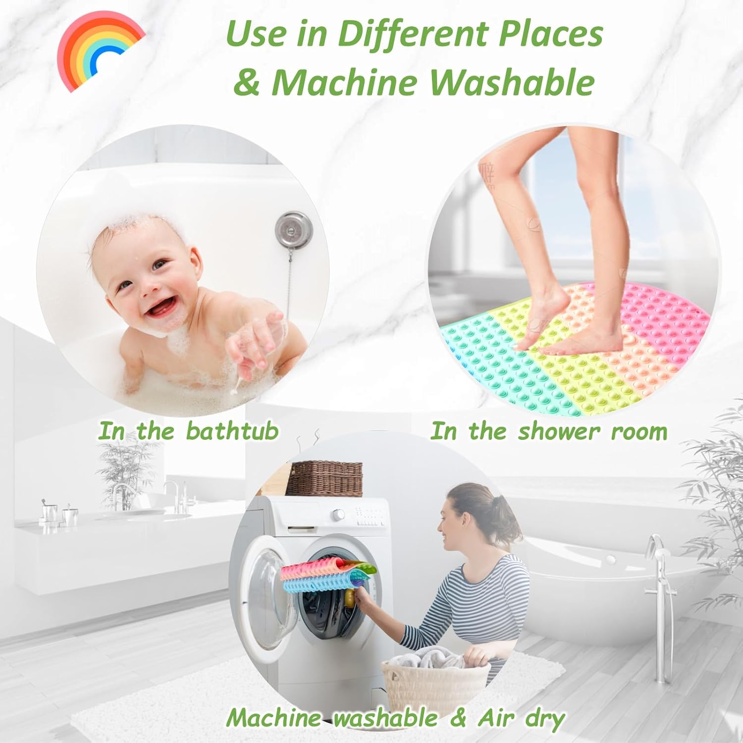 Joiyota Baby Toddler Bath Mat with Push Pop Bubbles
