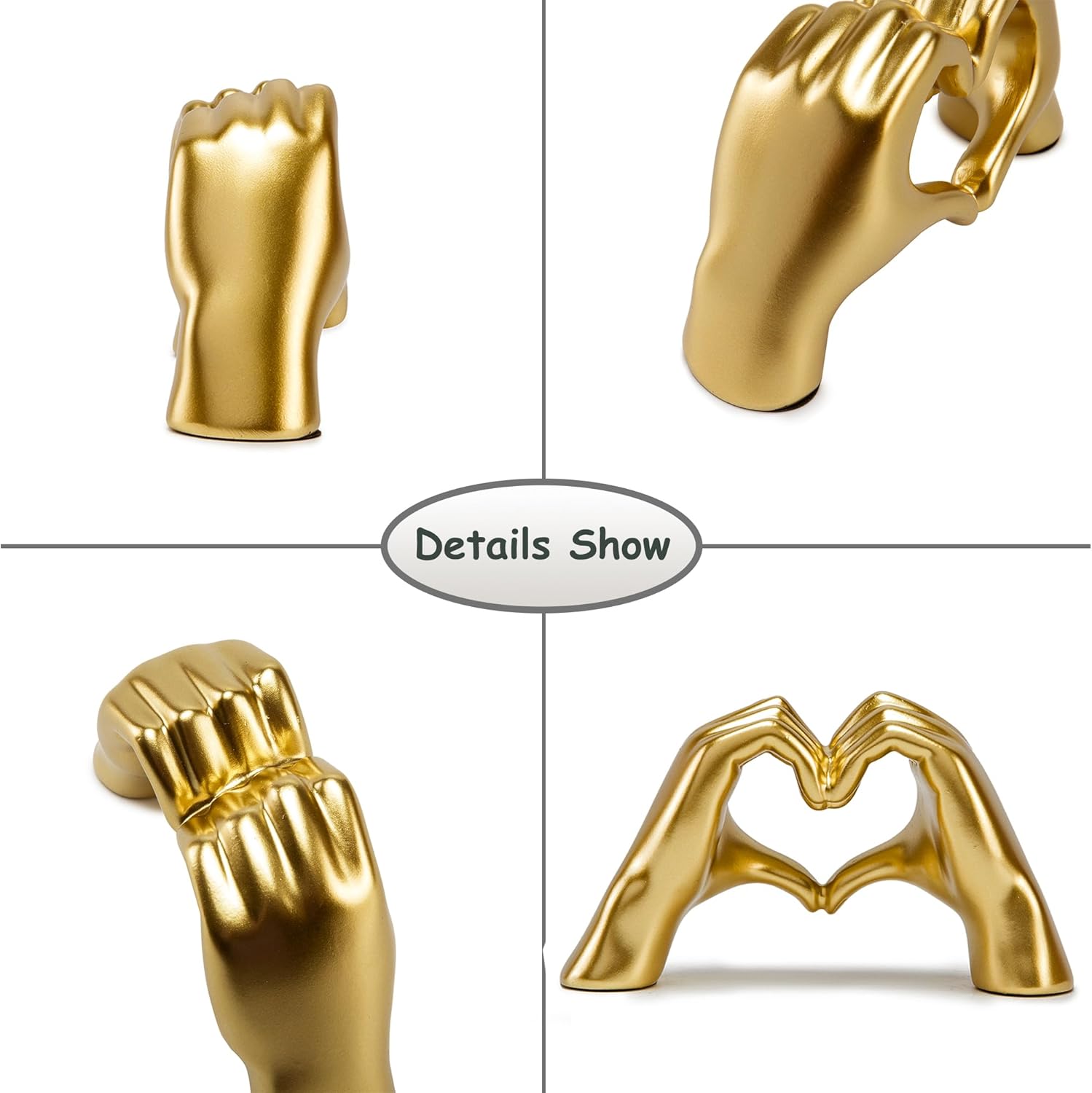Small Heart Hands Statue in Gold - Cute Love Decor for Home and Office