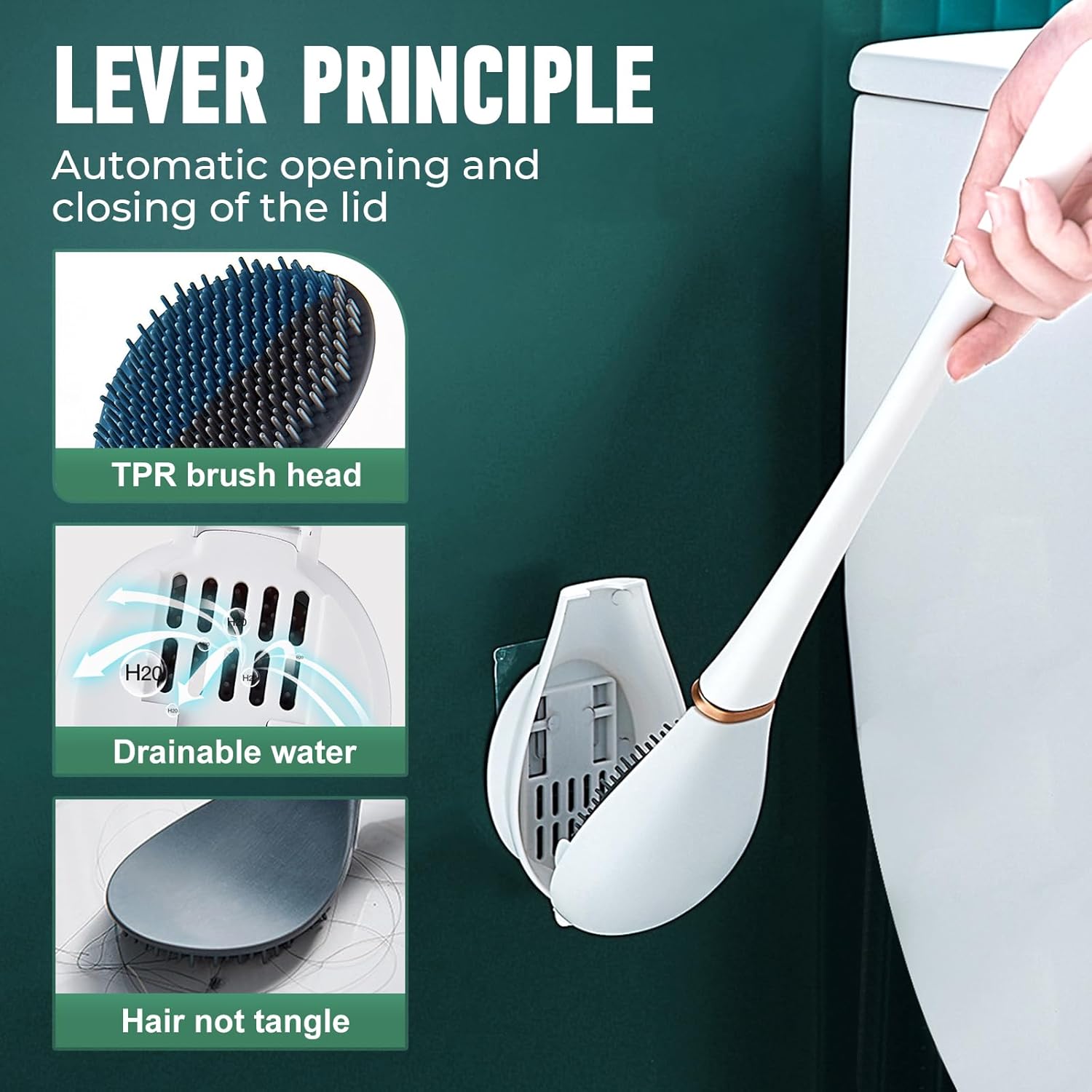 Modern Flexible Silicone Toilet Brush with Holder Green