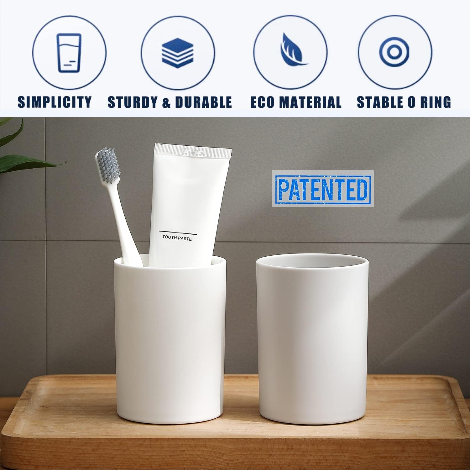 DeTii 105oz Reusable Toothbrush Cup - Unbreakable PP 300ml Holder with Suction Base