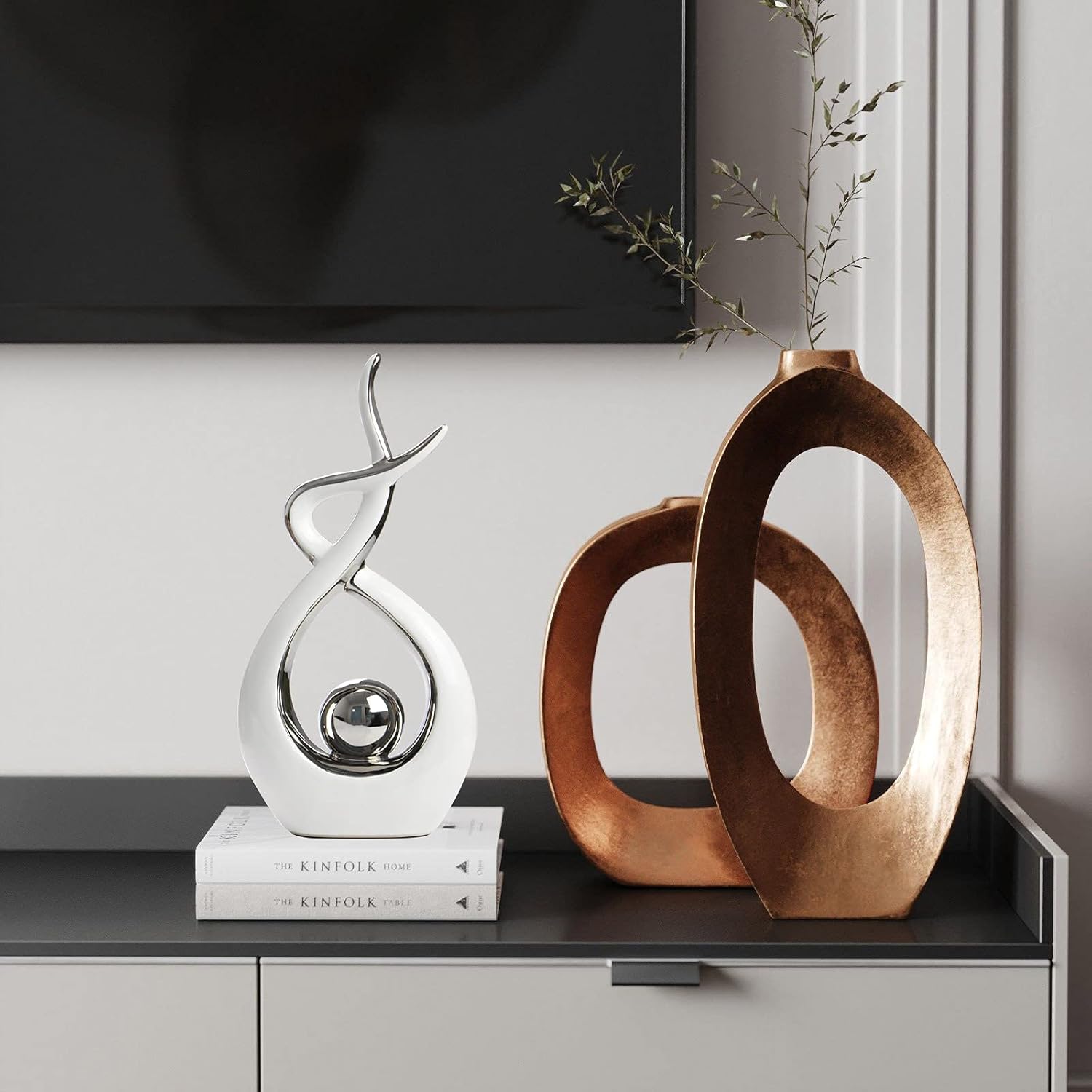 Norrclp Modern Abstract Art Ceramic Statue Decor Centerpiece