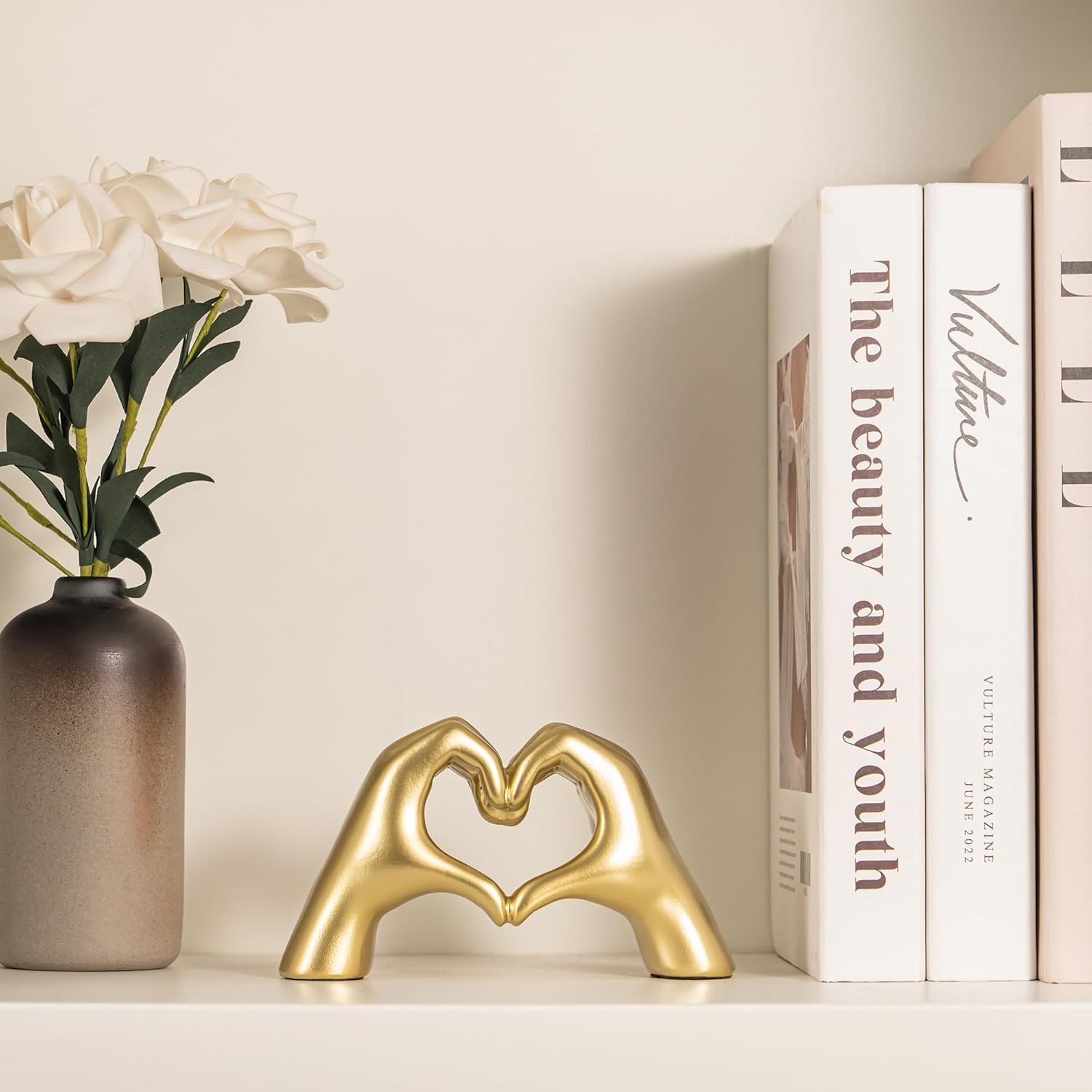 Heart Hands Sculpture - Gold Decor Living Room Accent