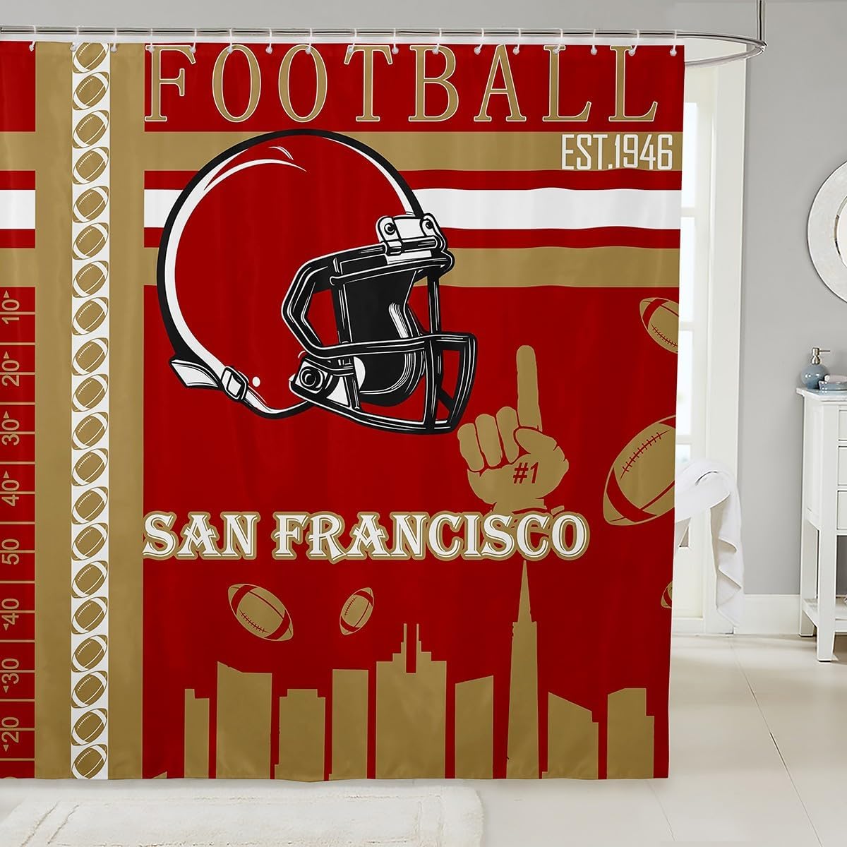 Feelyou Football Football Bath Curtain 72x72 US