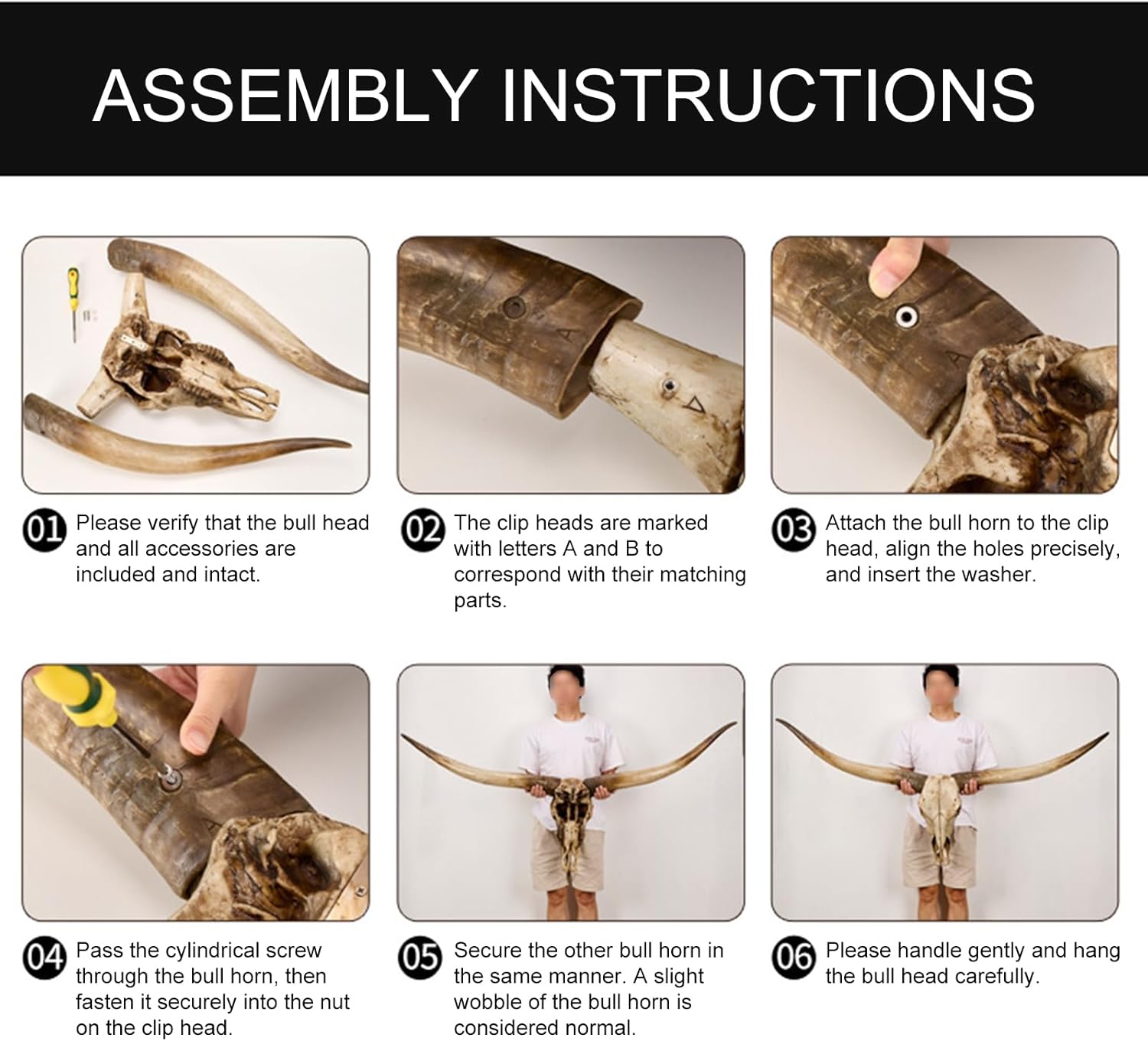 TKKUPLG 70in Cow Skull Wall Decor - Resin Art for Rustic Style