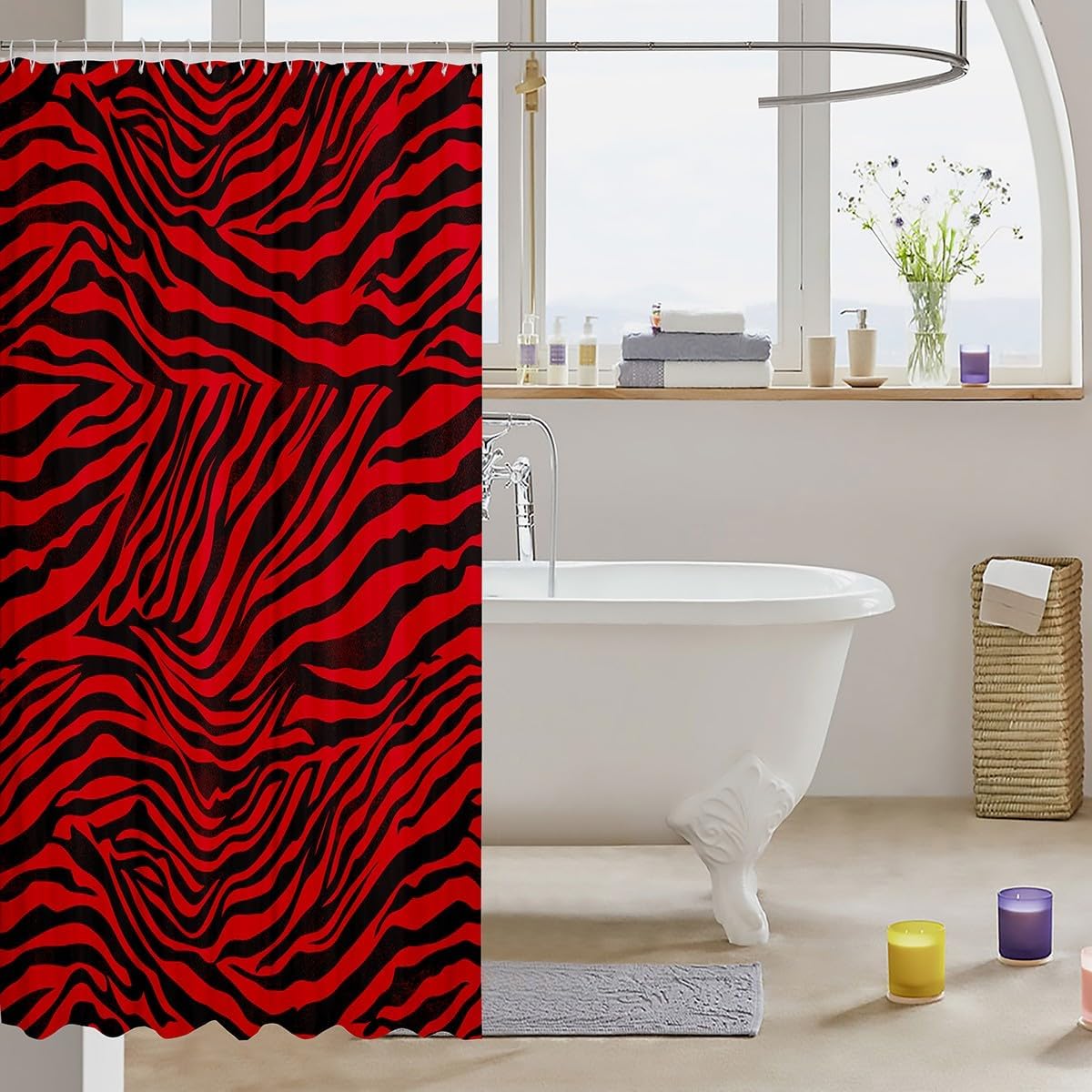 Feelyou Zebra Bath Curtain Set 72x72 Red