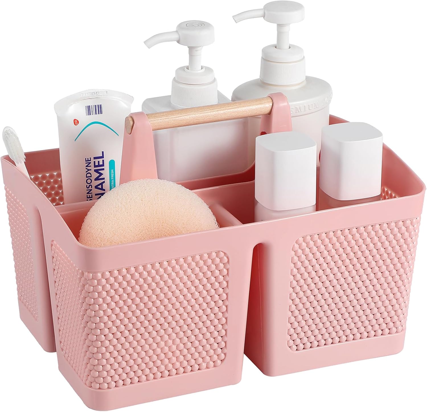 Rejomiik Portable Shower Caddy Basket with Handle Pink