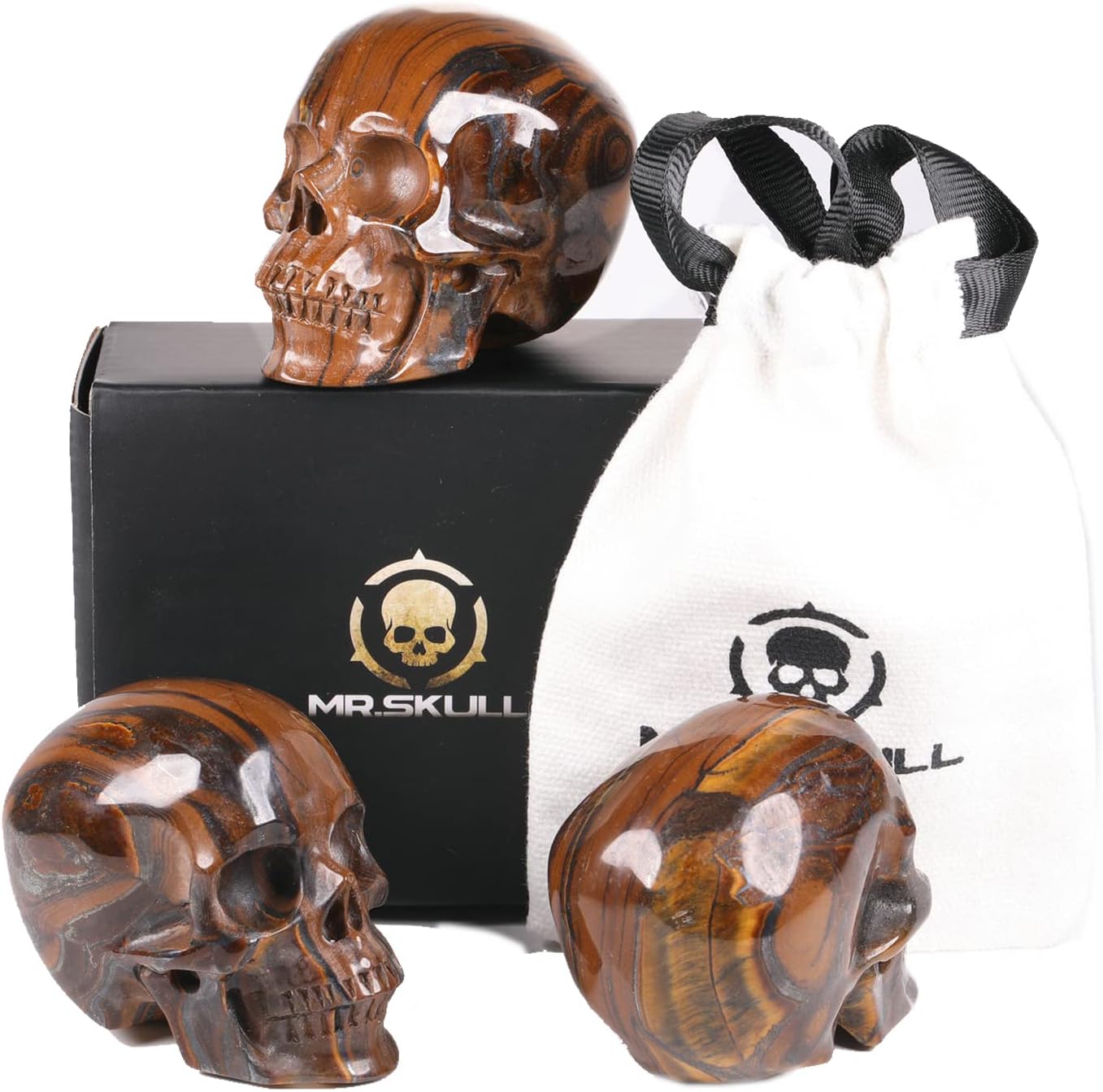 MRSKULL 25 Inch Tiger Iron Eye Skull Statue