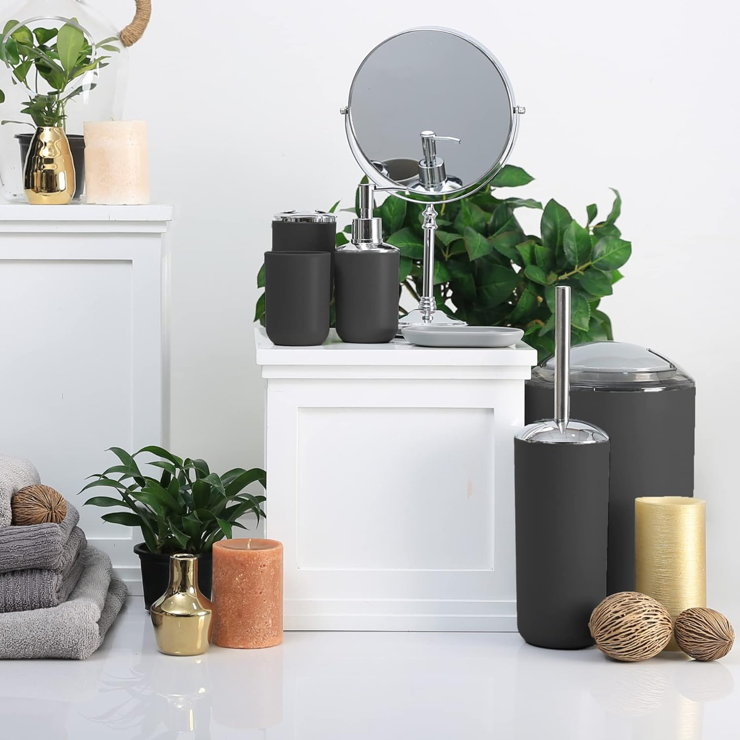 Moss Stone 6 Piece Black Bathroom Accessory Set