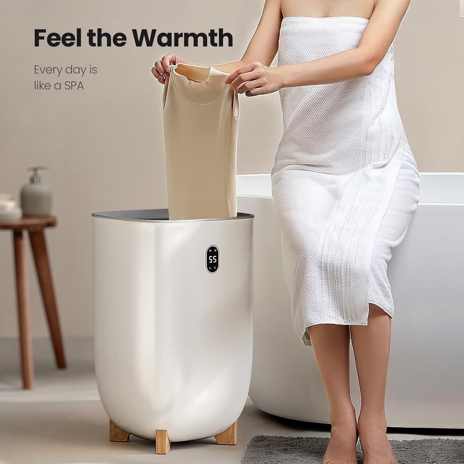 AGLUCKY Towel Warmer with 40L Capacity and LCD Screen