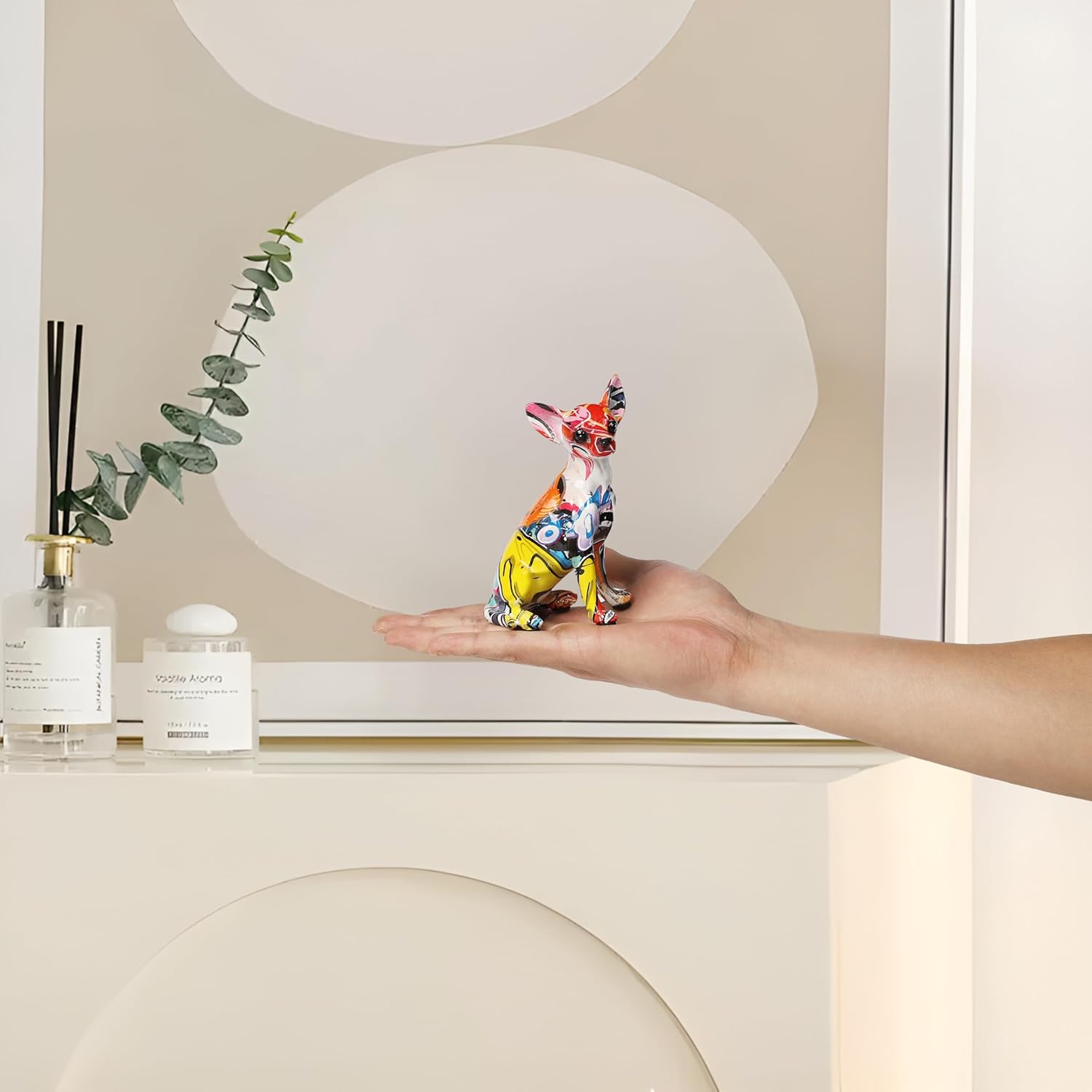 Colorful Chihuahua Statue - Graffiti Decor Sculpture for Home