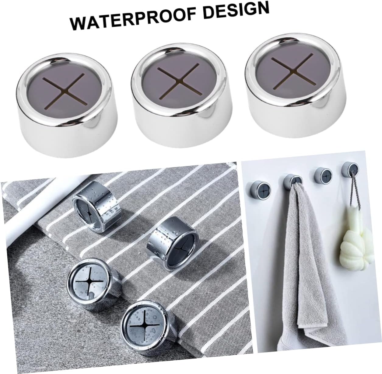 KALLORY 3Pcs Adhesive Towel Holder Rack with Punch Design