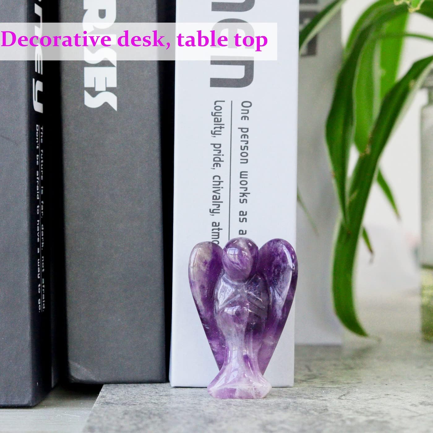 YATOJUZI 2 Amethyst Angel Statue for Office Desk Decor