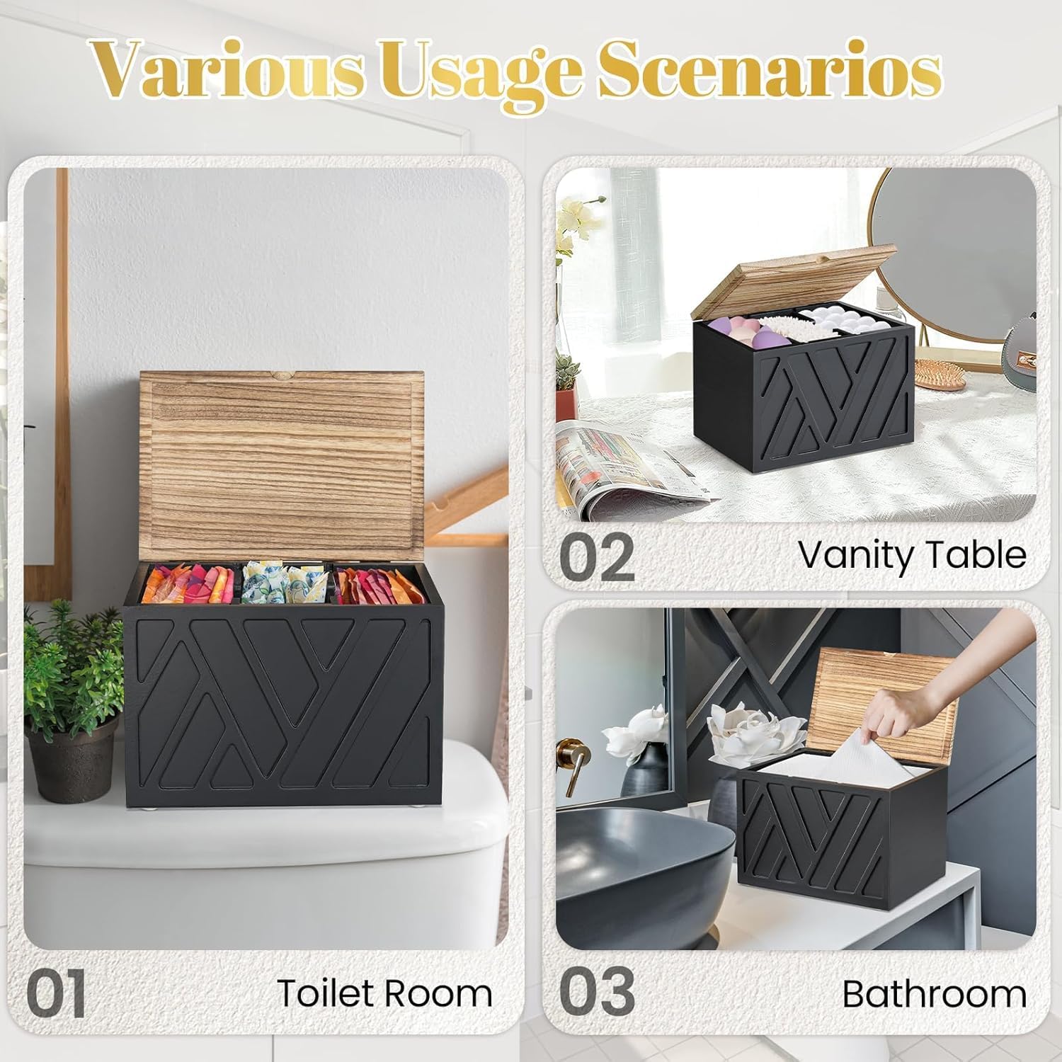 2 Pcs Tampon Holder with Lid for Bathroom