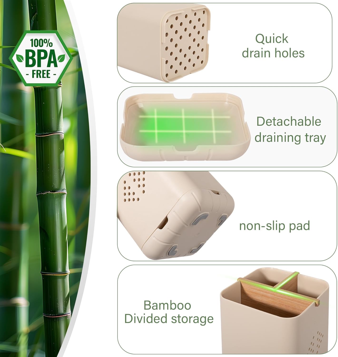 Durable 3-Slot Toothbrush Holder for Bathroom