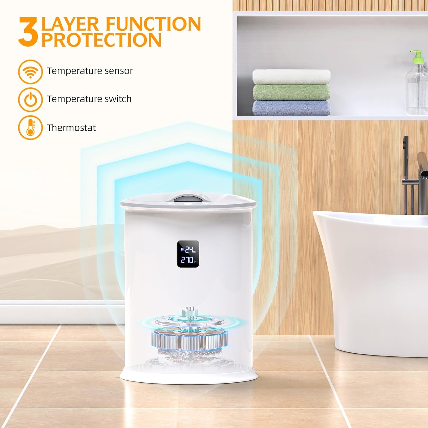 Luxury Hot Towel Warmer with LED Display and 24-Hour Delay