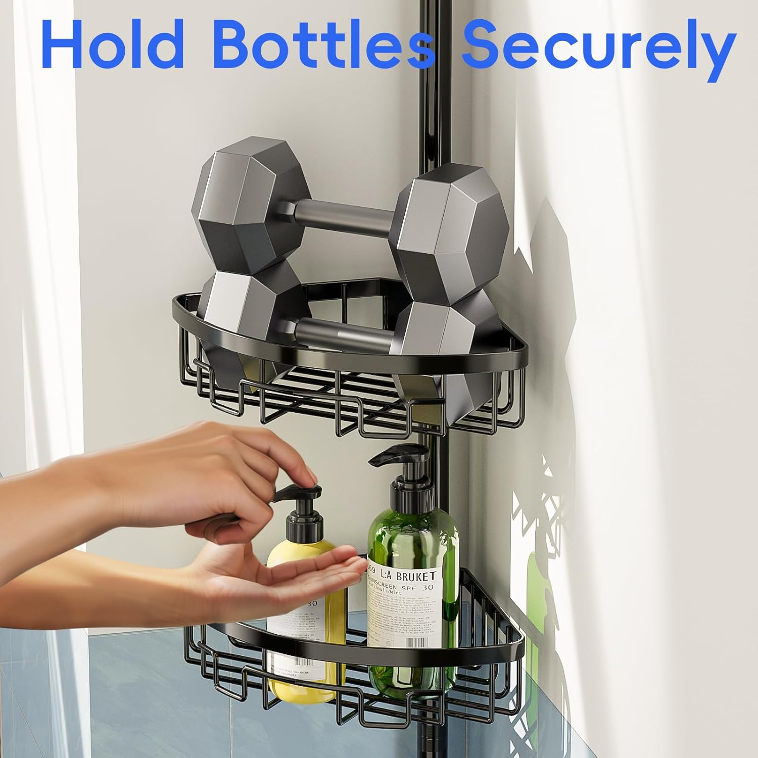 Coonoor Corner Shower Caddy with Tension Pole - 4-Tier Rustproof Organizer