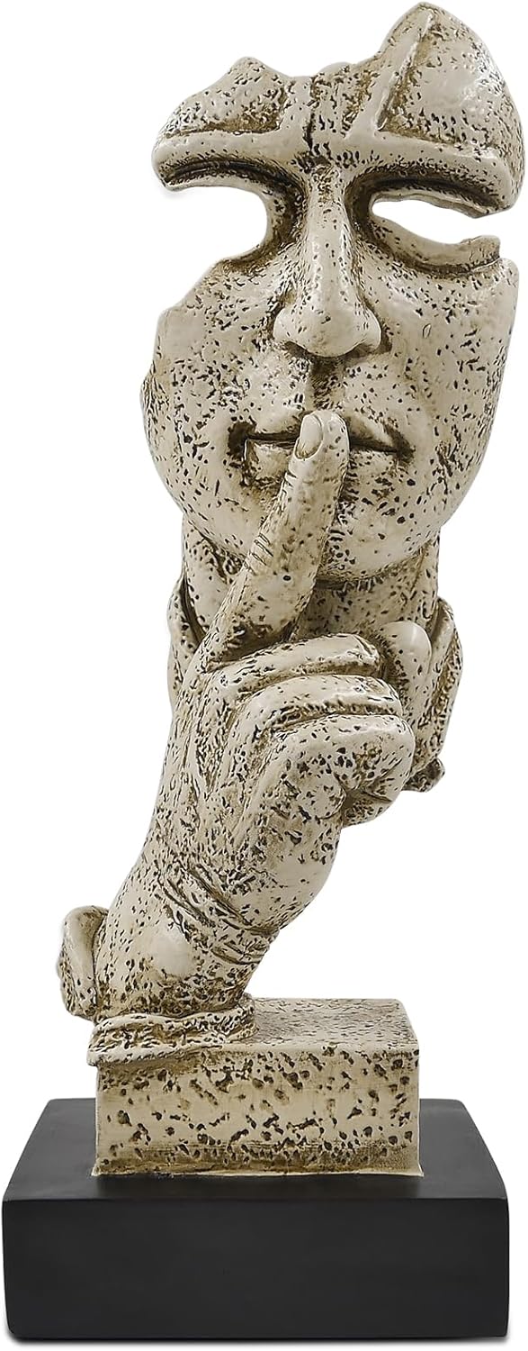 Silence is Golden 12 Inch Resin Thinker Statue