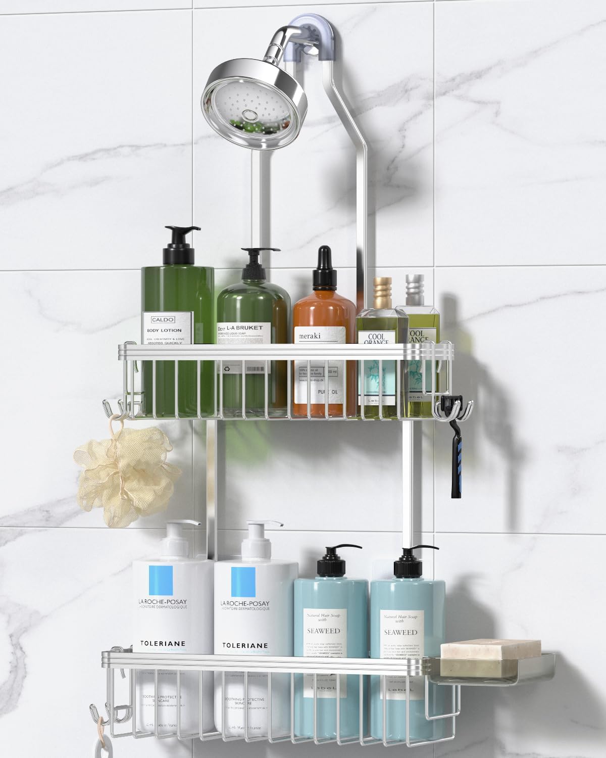 YASONIC Shower Caddy with 2 Tiers and Hooks
