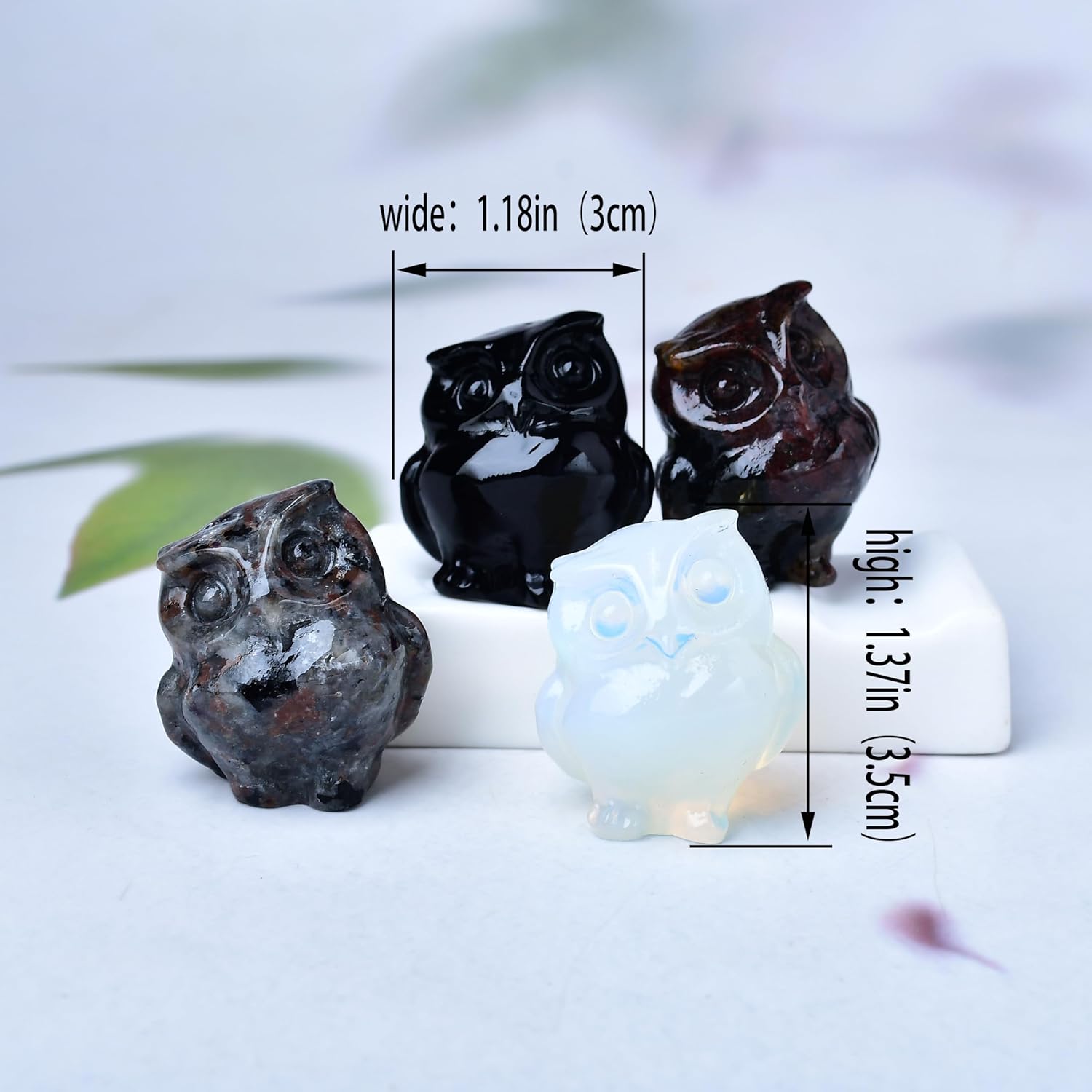 Natural Garnet Crystal Owl Decor Healing Statue