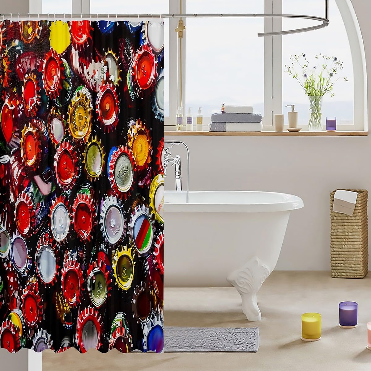 Feelyou Kids Wine Bath Curtain Set 72x84