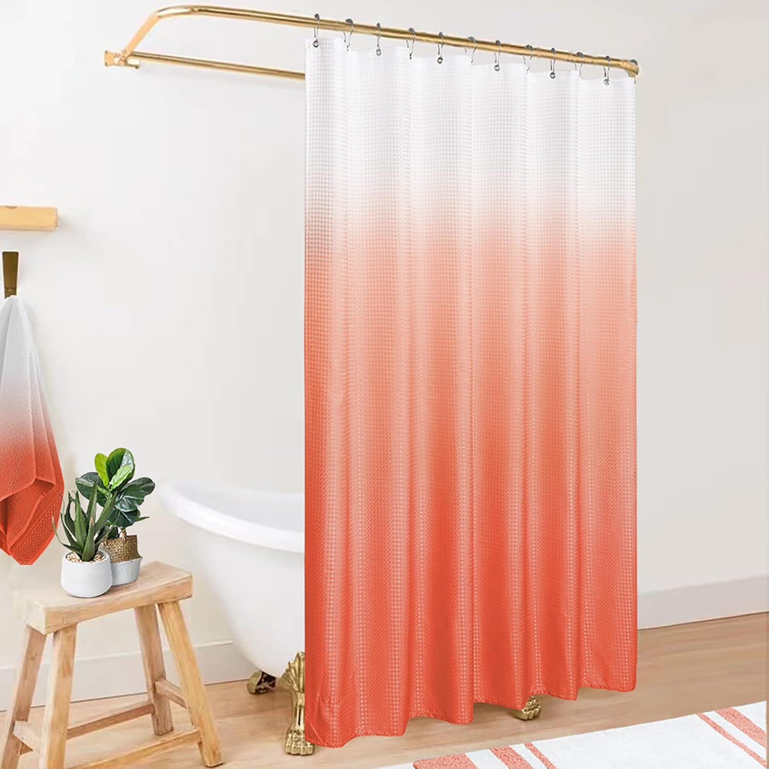 MrsNaturall Peach Ombre Shower Curtain Set 1