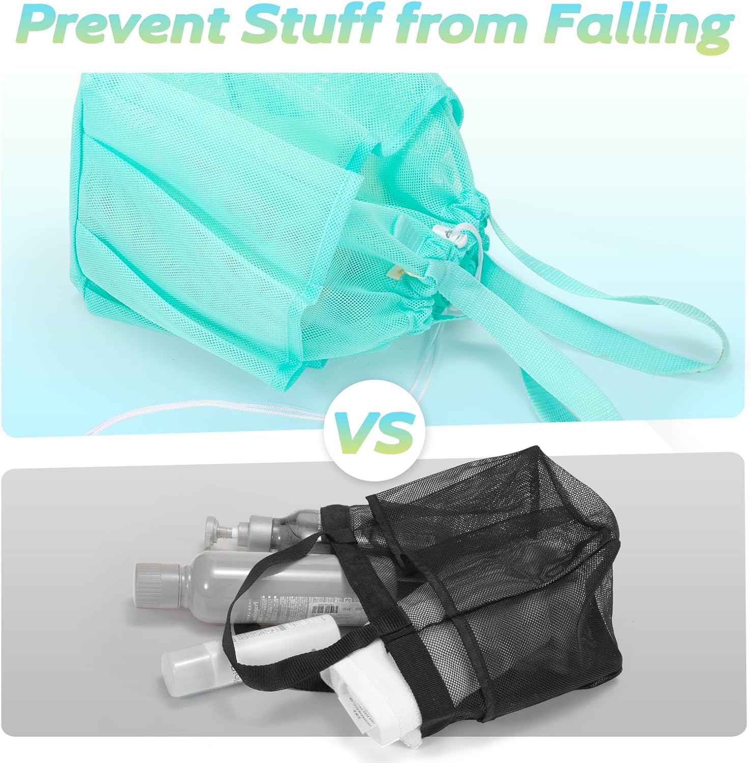 Famichan Mesh Shower Caddy with 8 Pockets Blue