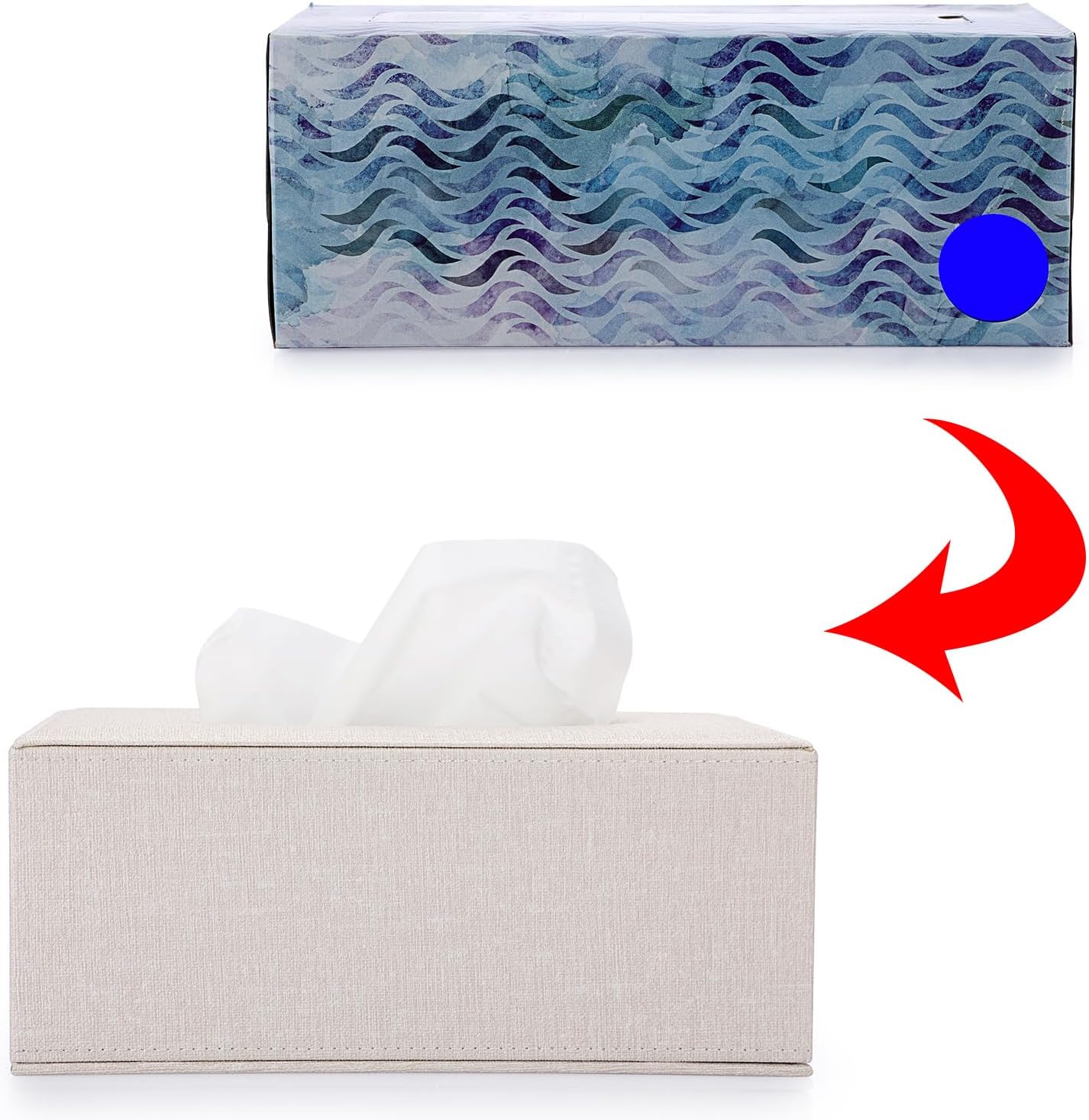 Sumnacon Tissue Box Cover Rectangle Linen Beige