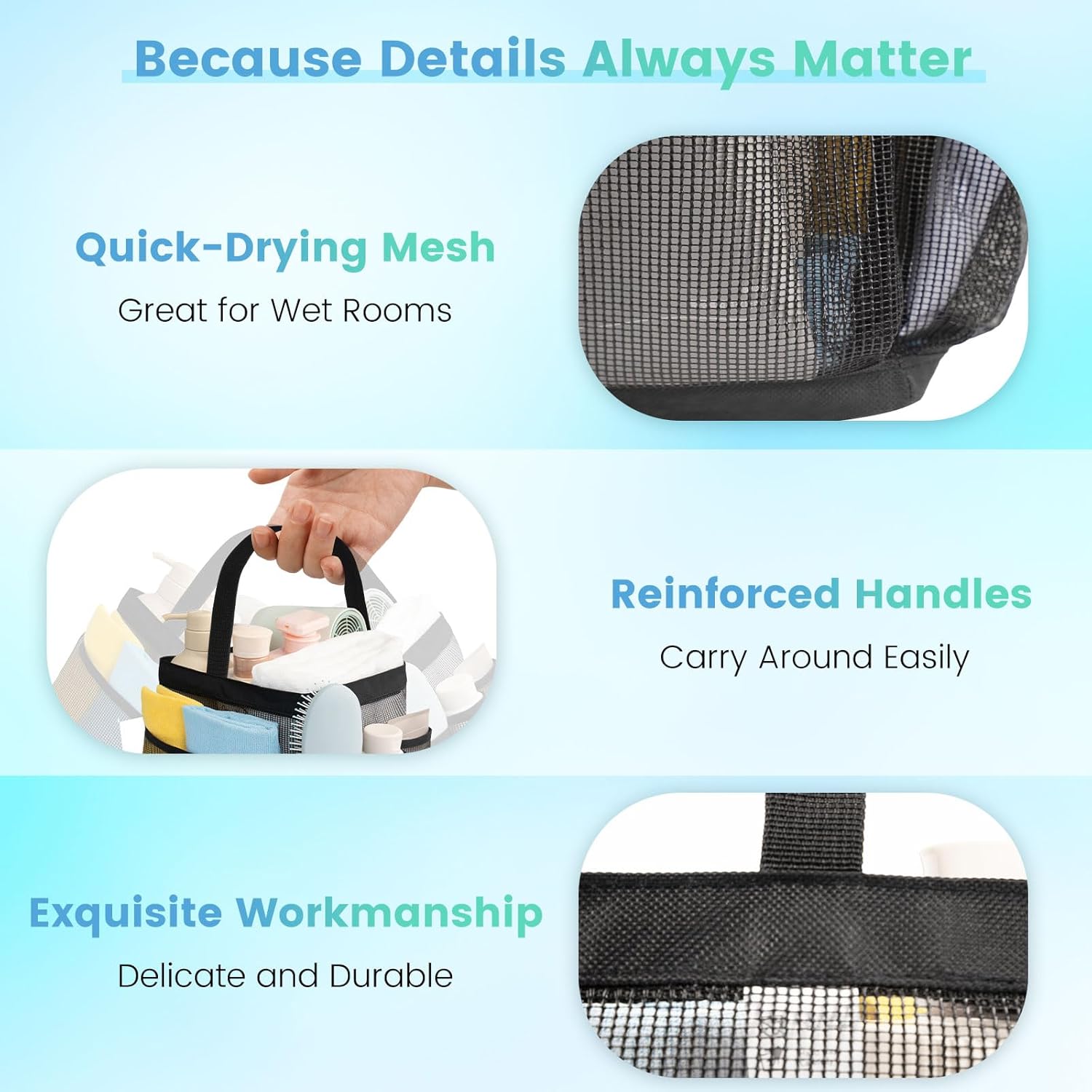 Asisnt Mesh Shower Caddy with 9 Pockets