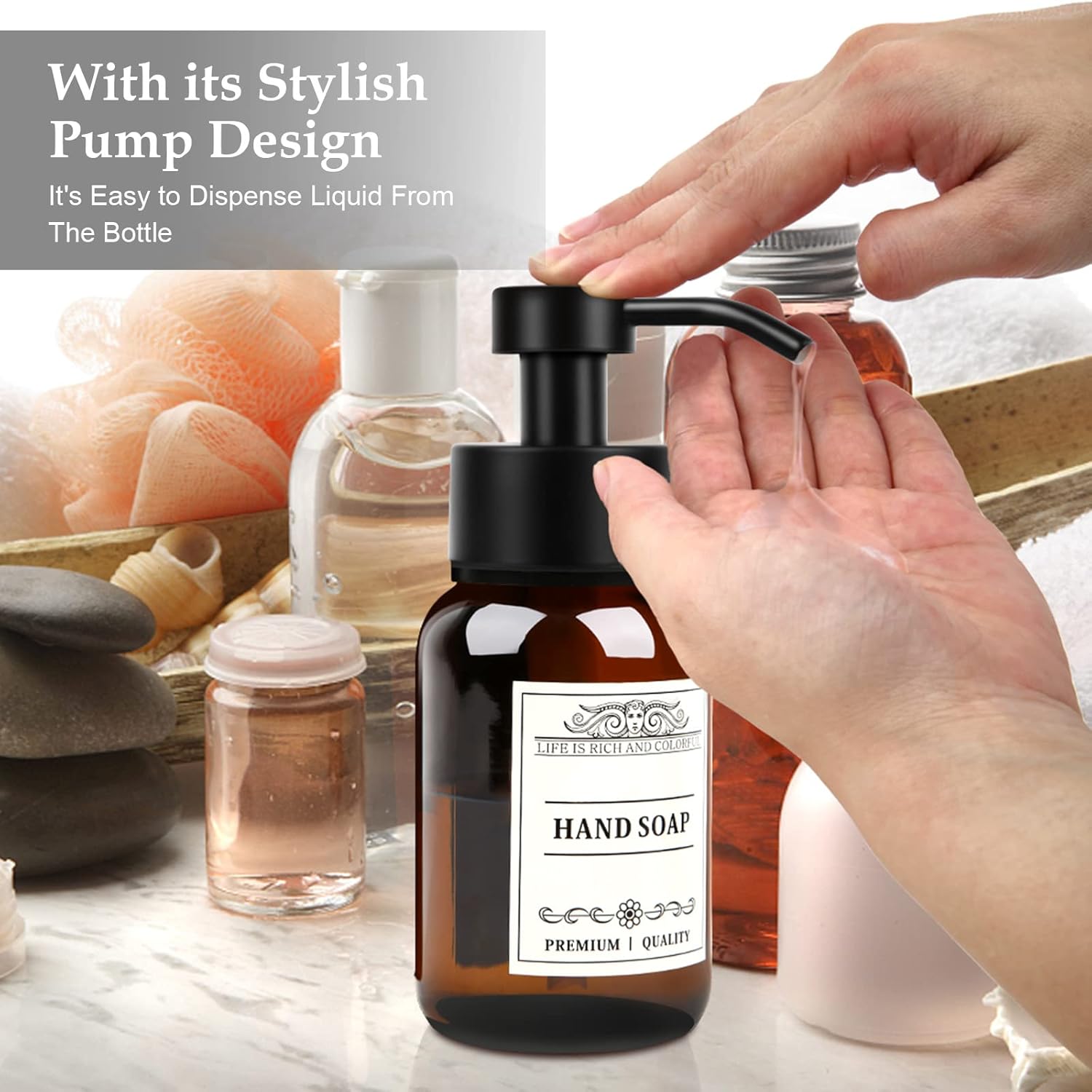Nobtou 85oz Glass Soap Dispenser 2 Pack - Brown 1