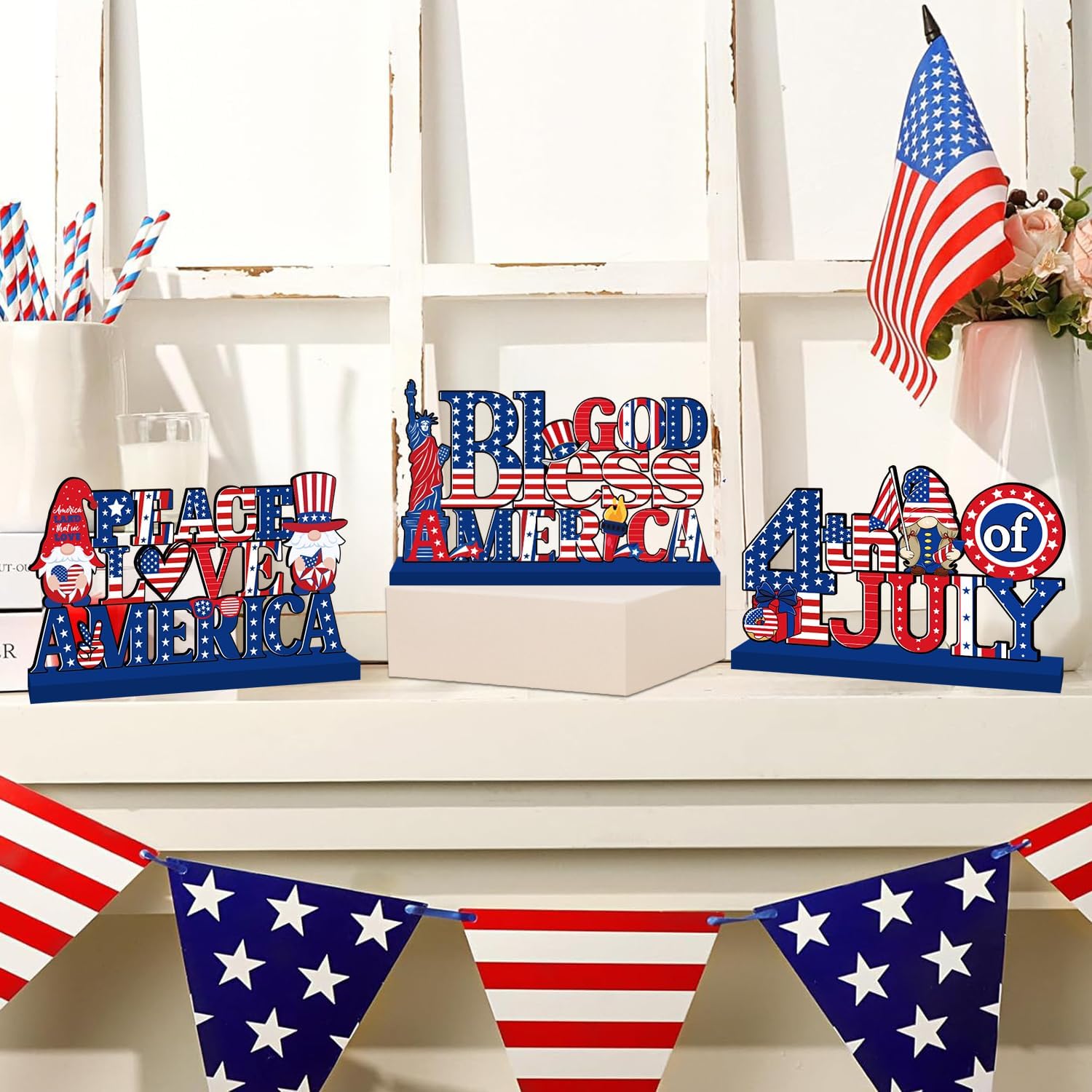 4th of July Decor Table Sign Set for Independence Day