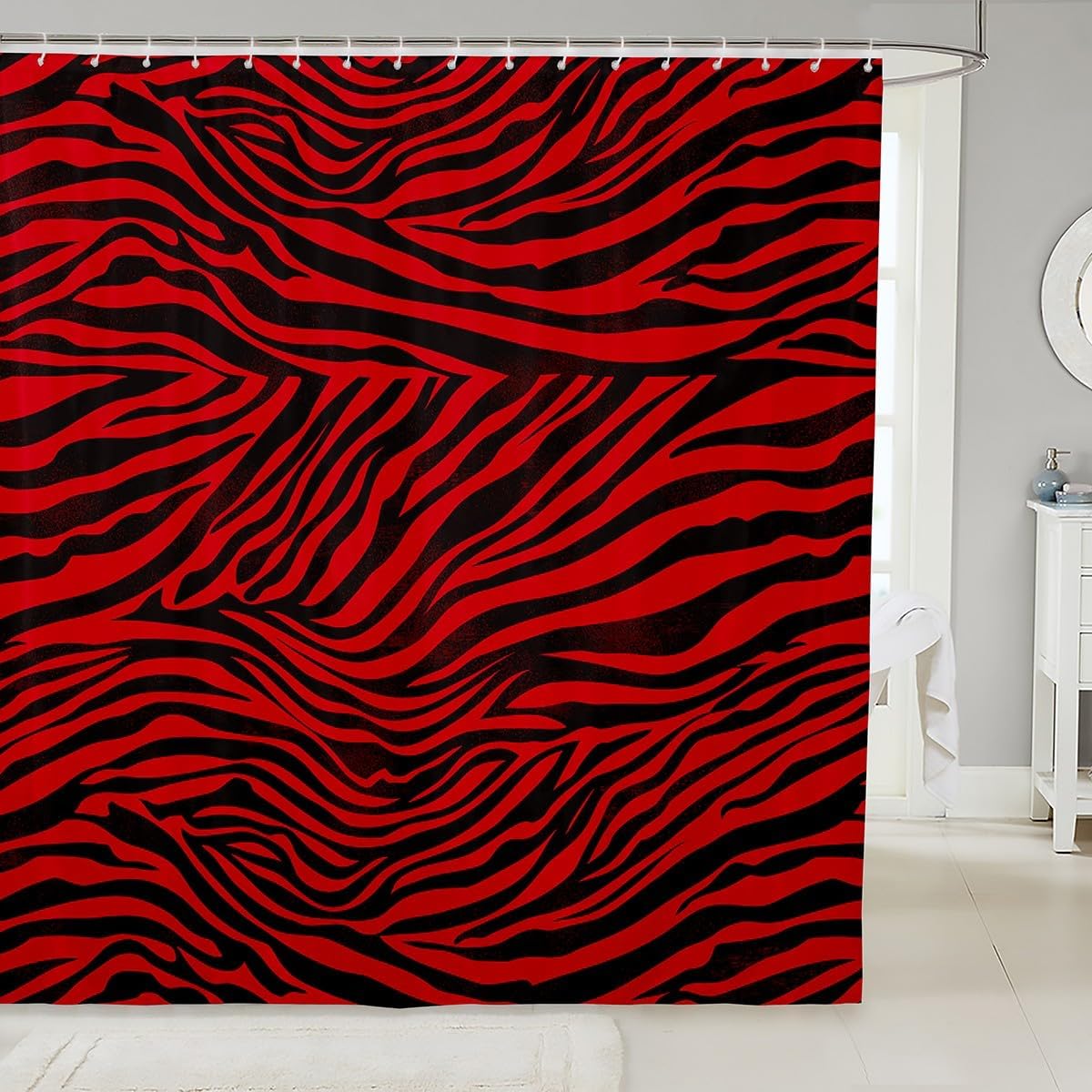 Feelyou Zebra Bath Curtain Set 72x72 Red