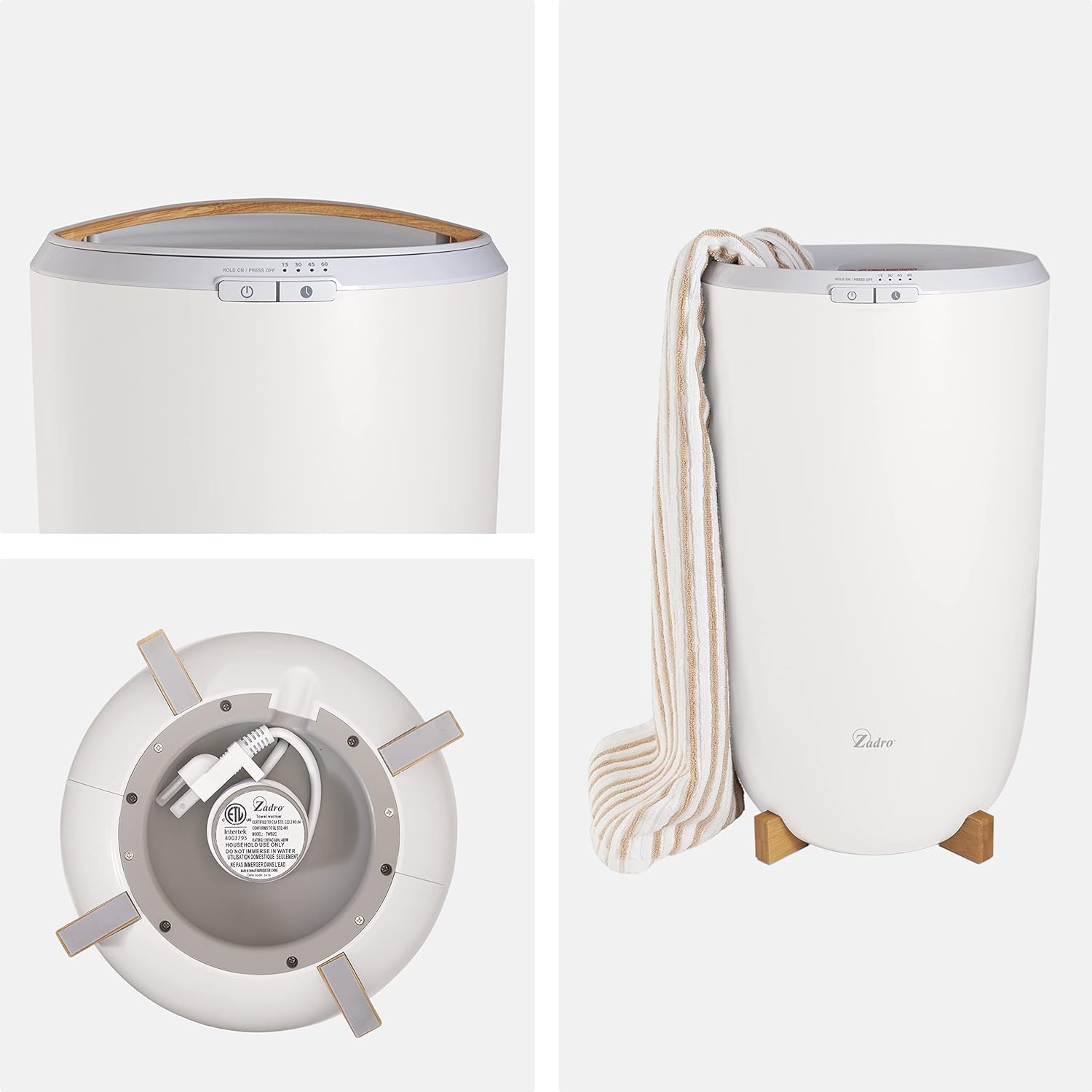 Zadro Large Towel Warmer Bucket Timer Electric Towel Heater for Bathroom Auto Shut Off