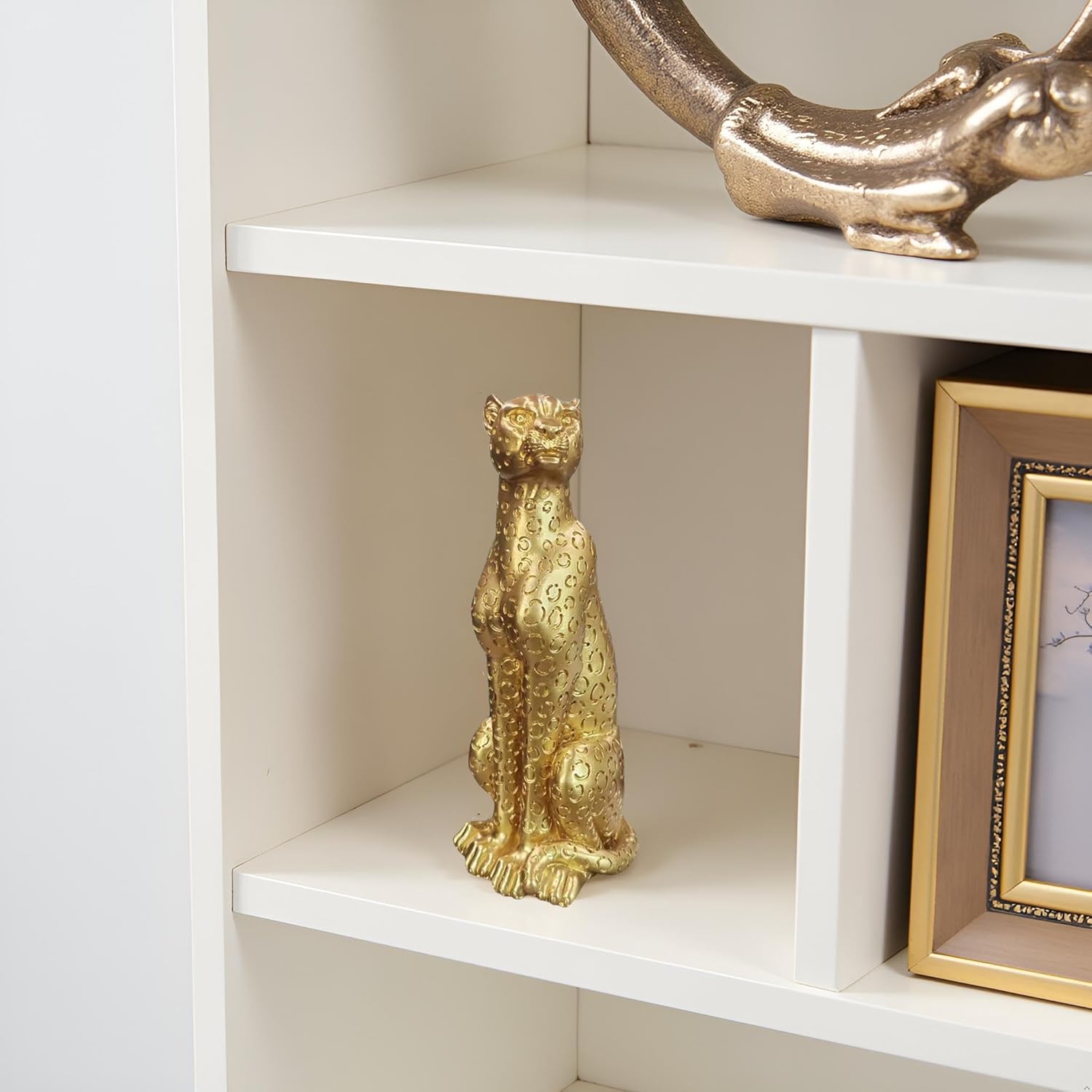 Gold Cheetah Statue Resin Handmade Home Decor