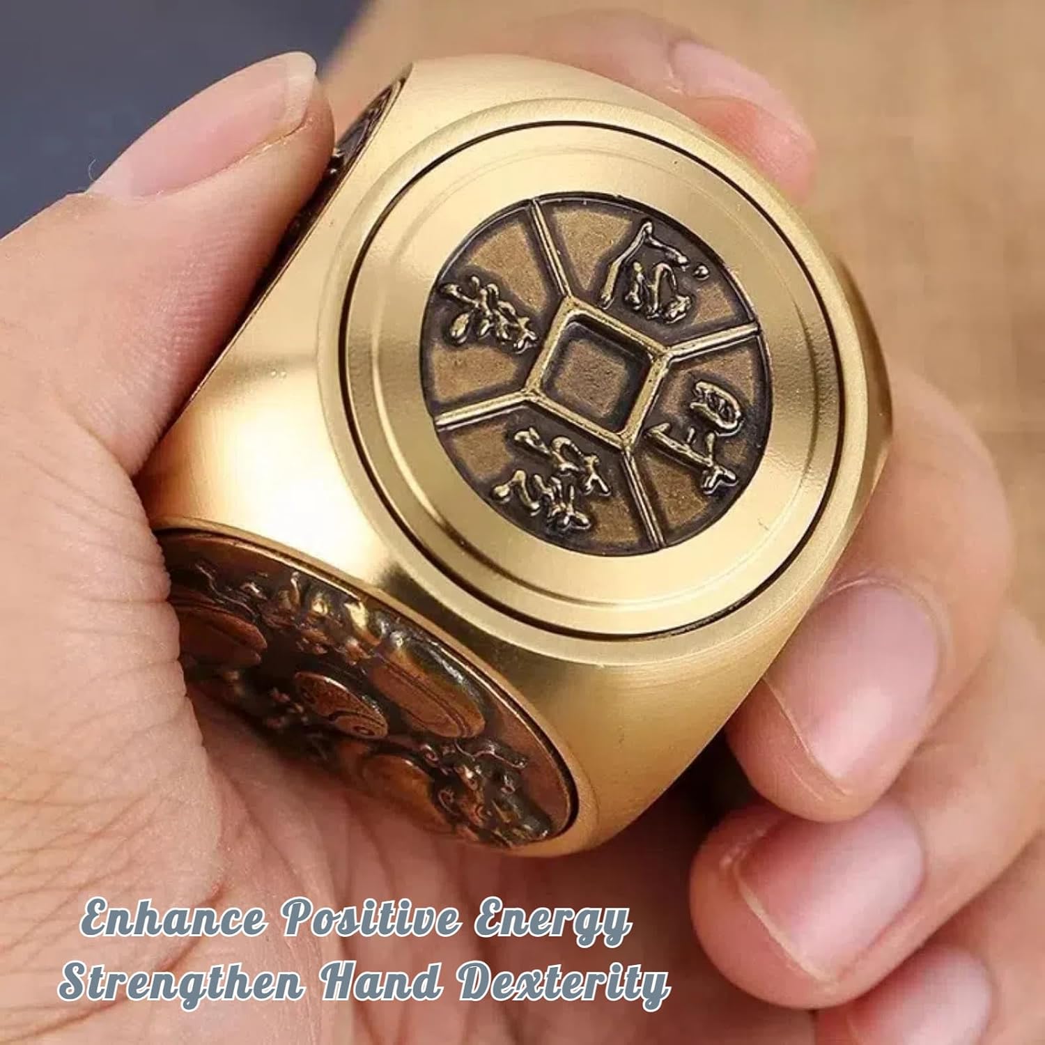 YUERVIEW Chinese Brass Feng Shui Ornament with Rotatable Pixiu Base