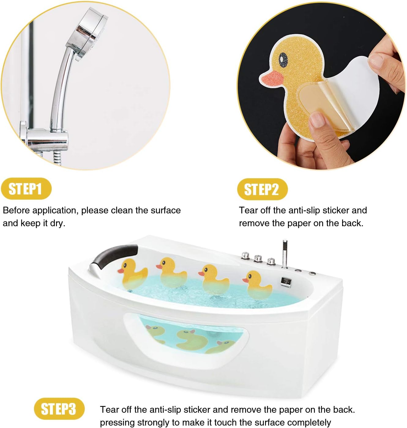 Secopad Non-Slip Bathtub Stickers with Duck Decal