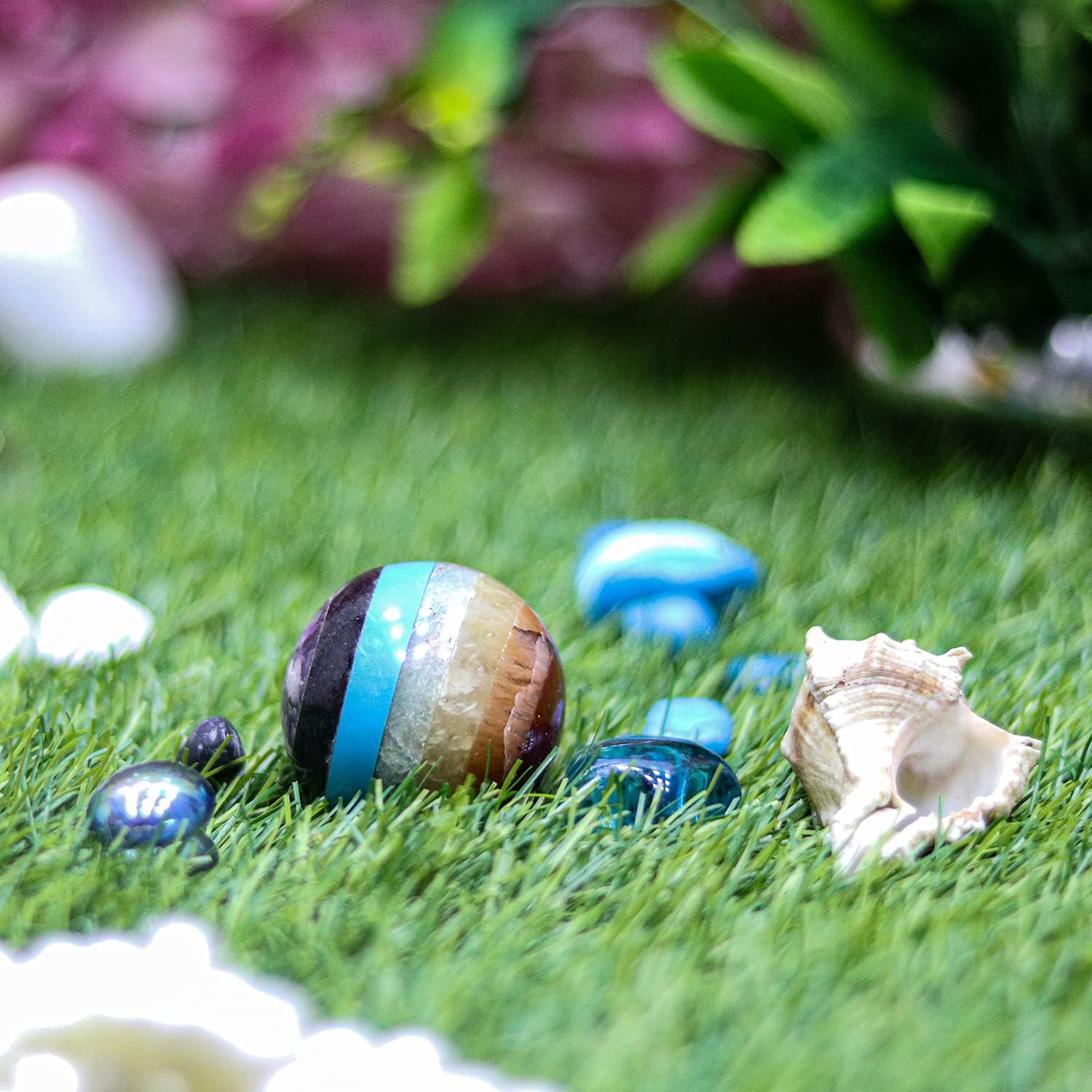 Quartz Crystal Healing Ball With Seven Gemstones for Home Decoration