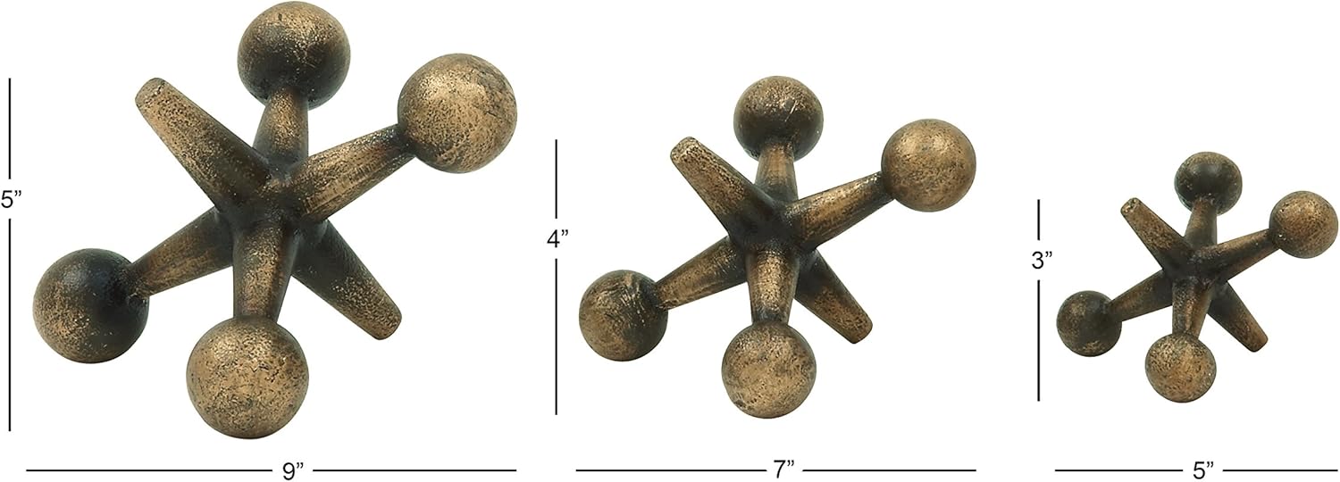 Deco 79 Gold Weathered Metal Statues Set of 3