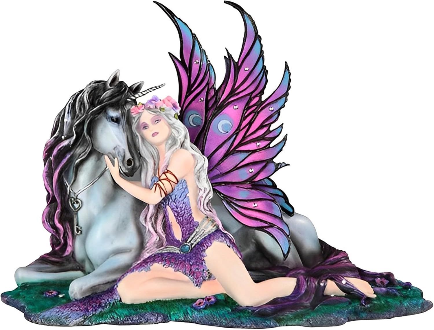 ICE ARMOR 145 W Purple Fairy with Gray Unicorn Statue