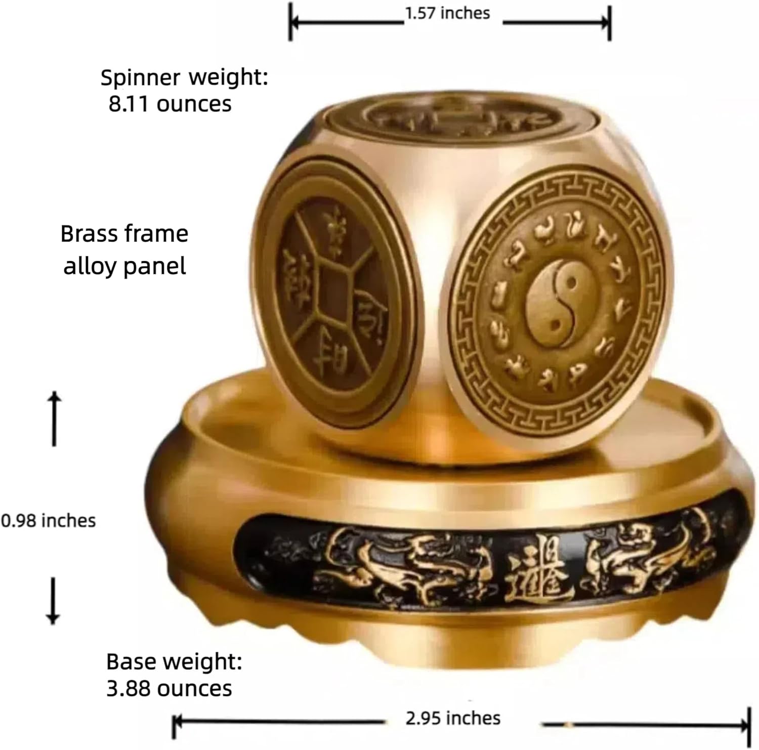 YUERVIEW Chinese Brass Feng Shui Ornament with Rotatable Pixiu Base