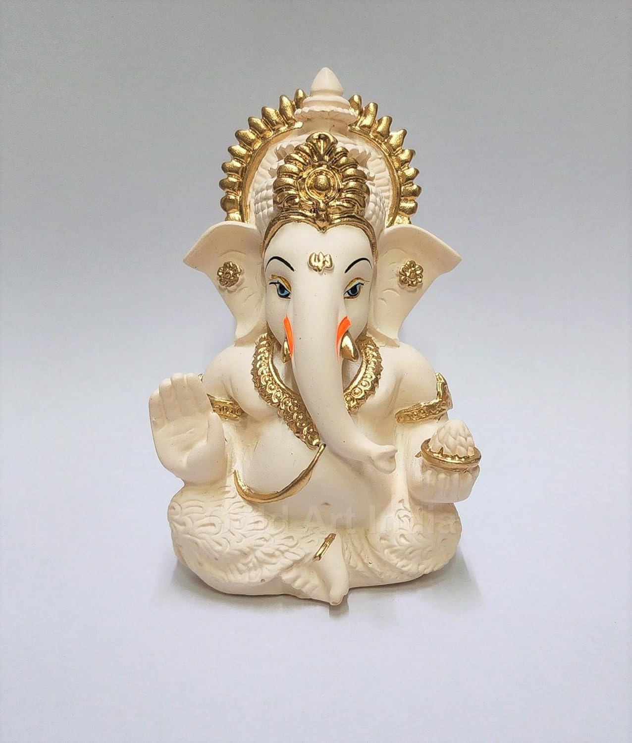 Peach Ivory Ganesha Idol for Home Decor and Car Dashboard