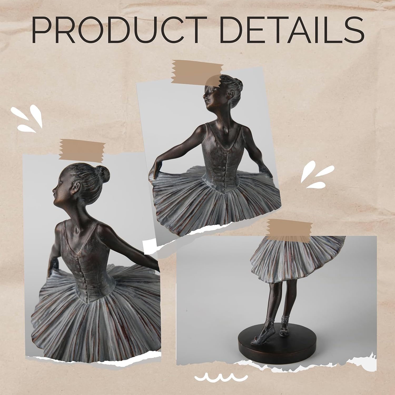 Grace4Joy Ballerina Figurine Resin Bronze Sculpture