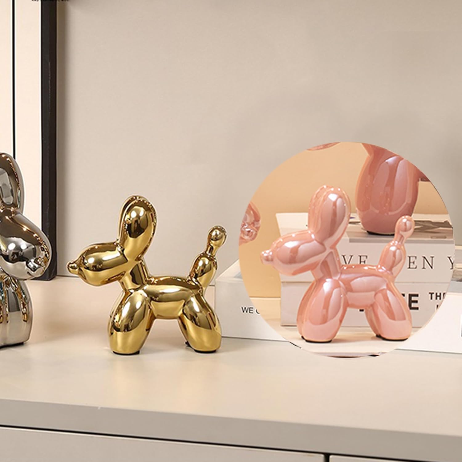 Steviieden Gold Ceramic Balloon Dog Statue