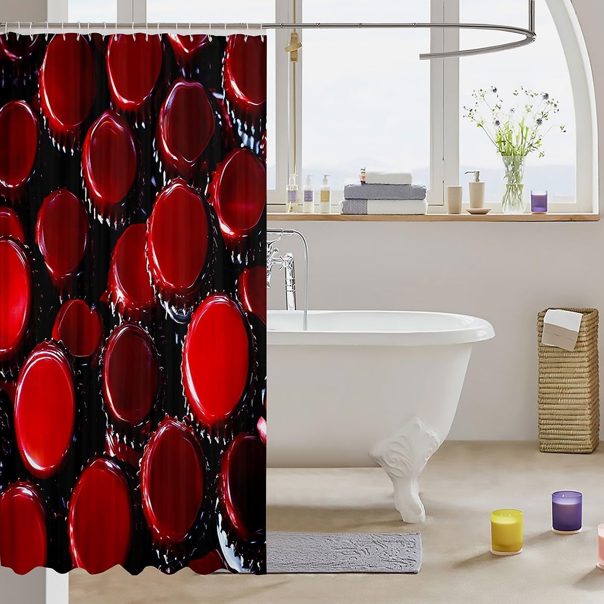 Feelyou Kids Red Cola Shower Curtain Set 72x78