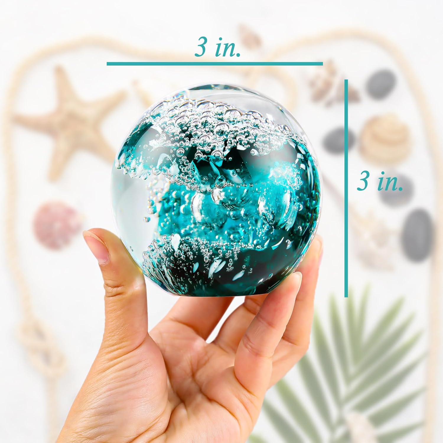YWHL Hand Blown Crystal Wave Ball Decor