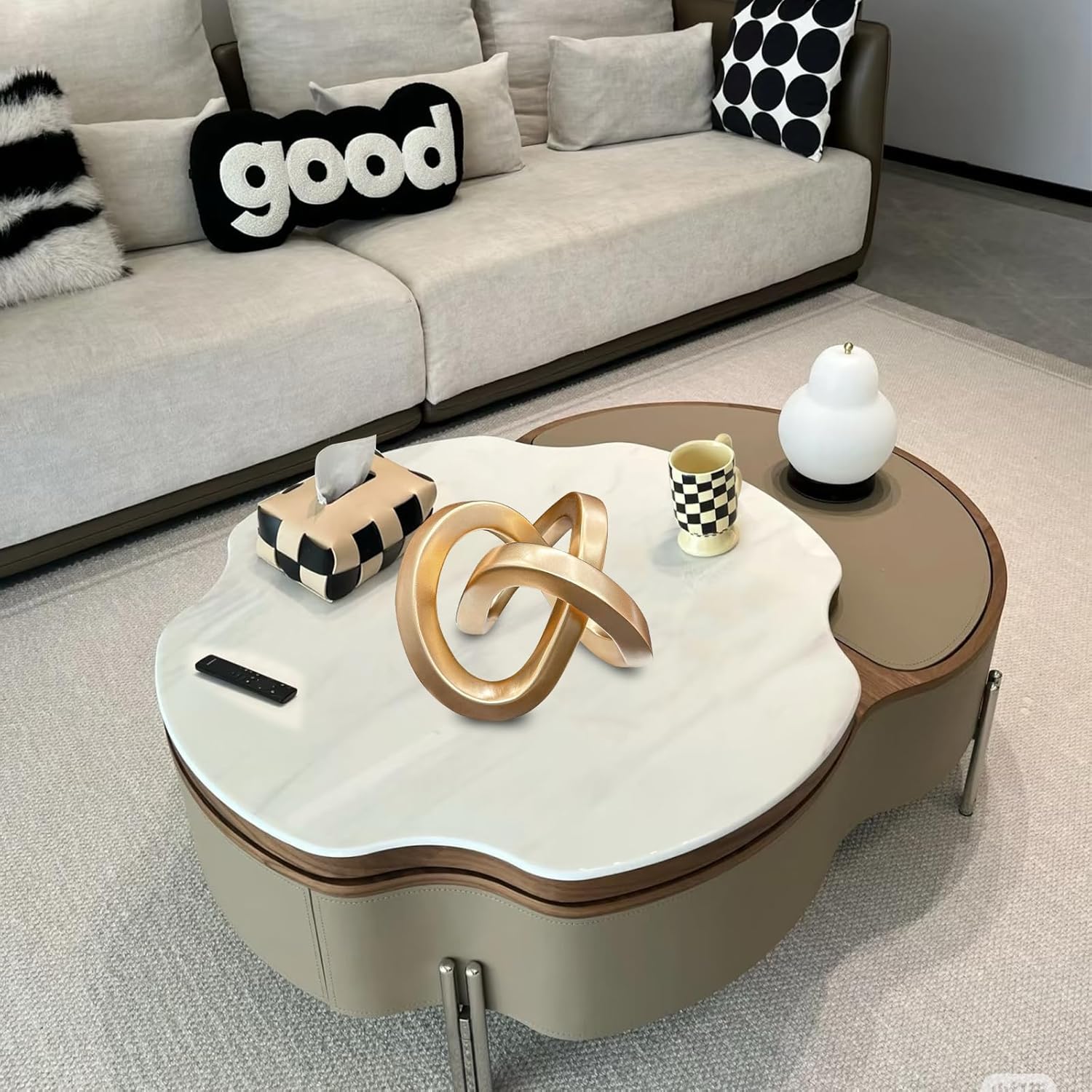 Modern Gold Geometric Sculpture Decor for Home Office