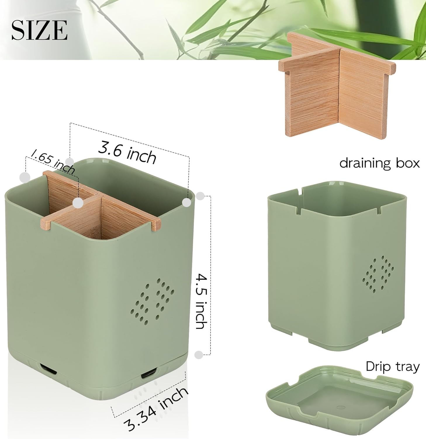 Durable Toothbrush Holder with 3 Slots Green
