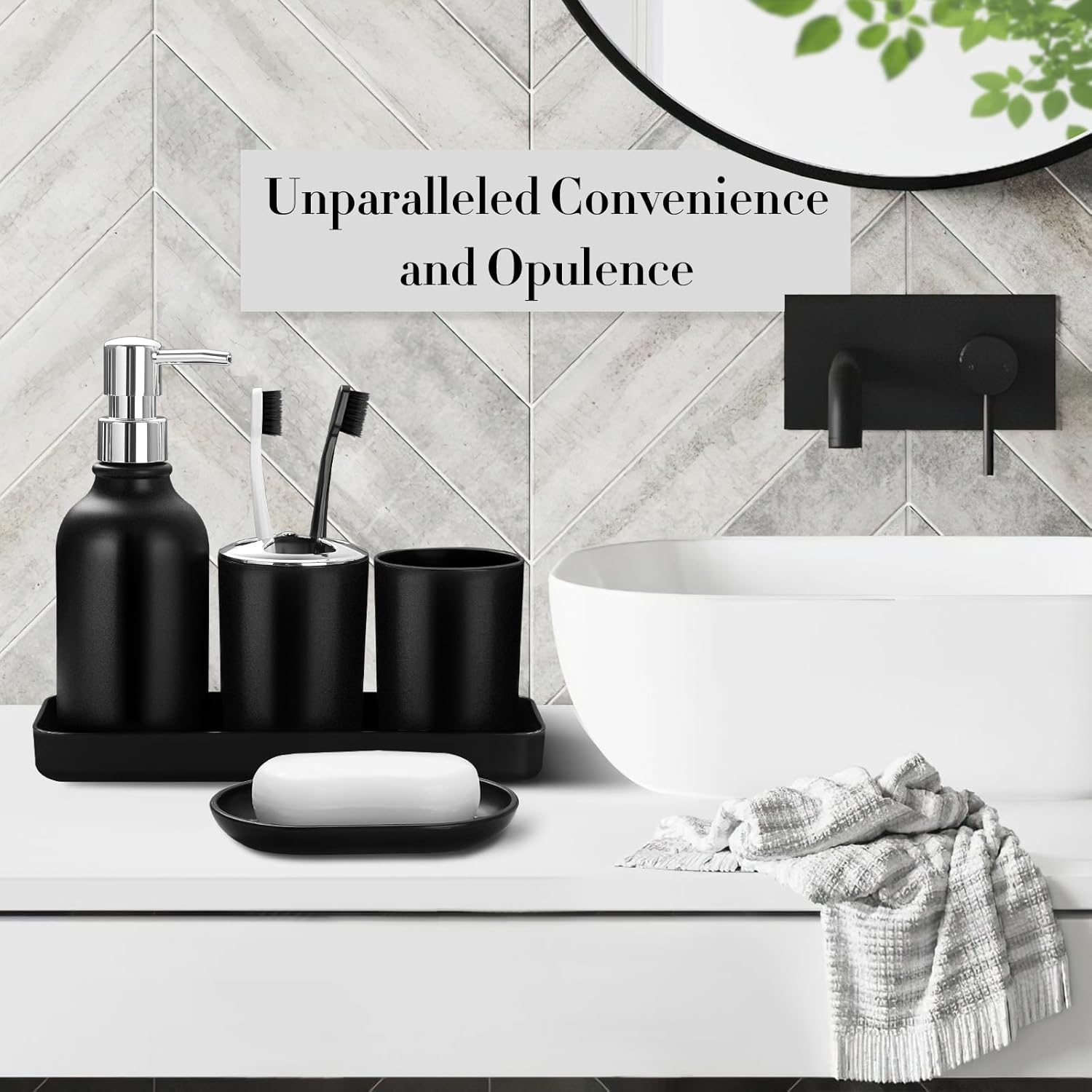 ALPIRIRAL 10Pcs Black Bathroom Accessories Set 1
