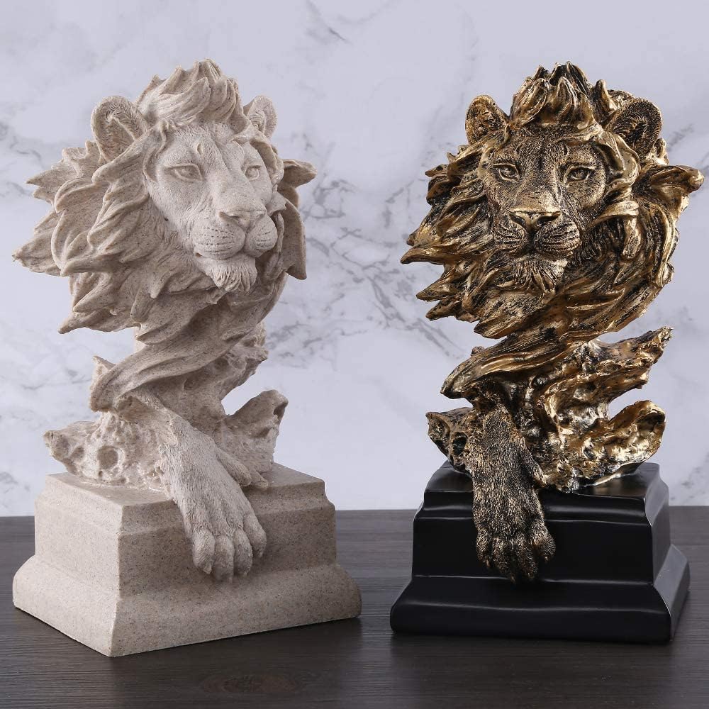 HW Sandstone Lion Statue - Golden Color